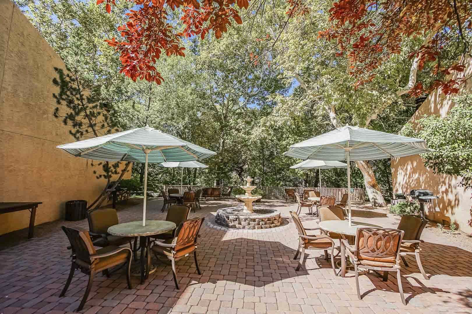 image A charming outdoor area adorned with umbrellas and seating, ideal for enjoying shared BBQs surrounded by nature's tranquility.