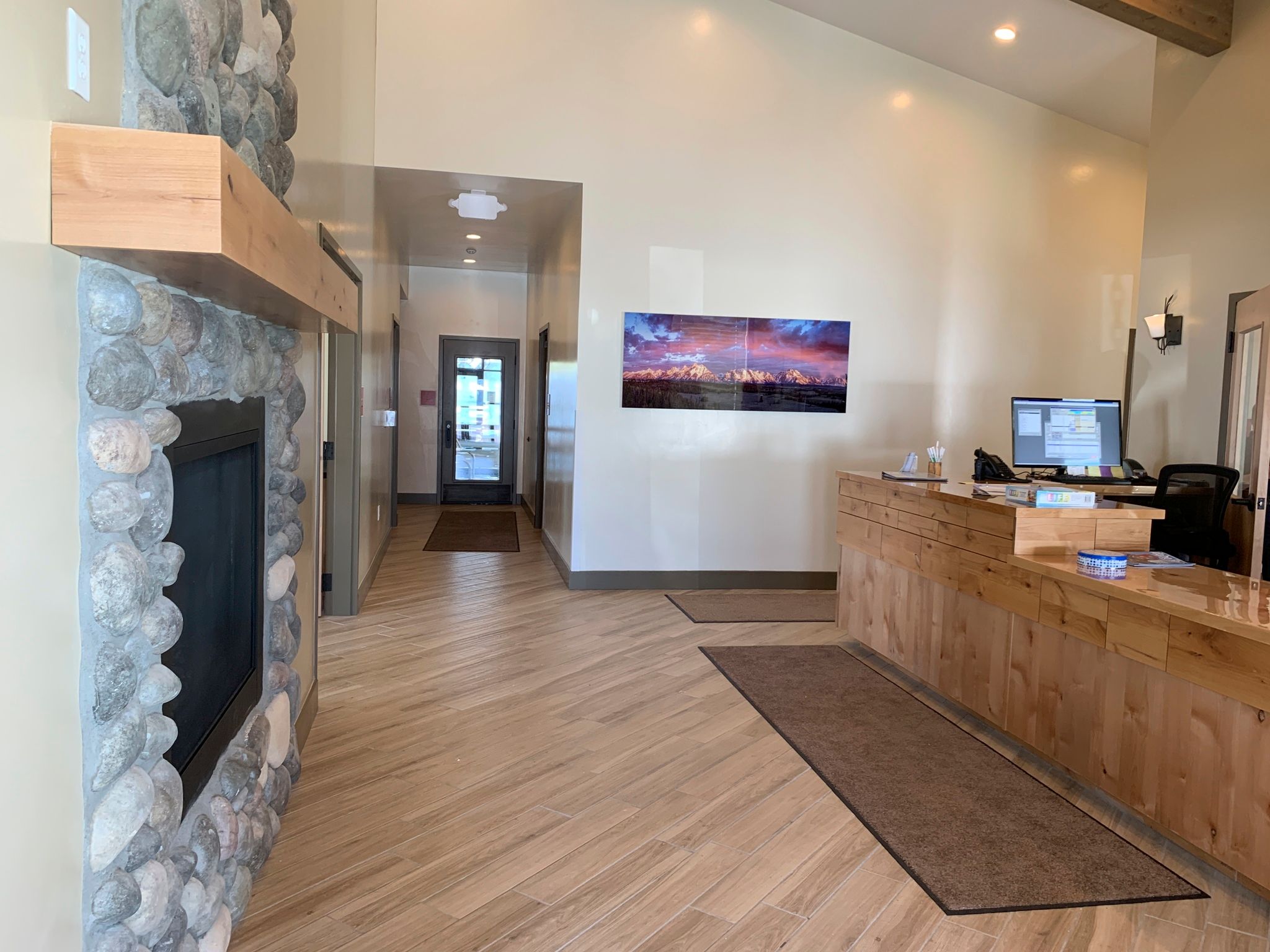 image The warm and welcoming lobby area showcases rustic charm and modern amenities, perfect for gathering and planning your next adventure.