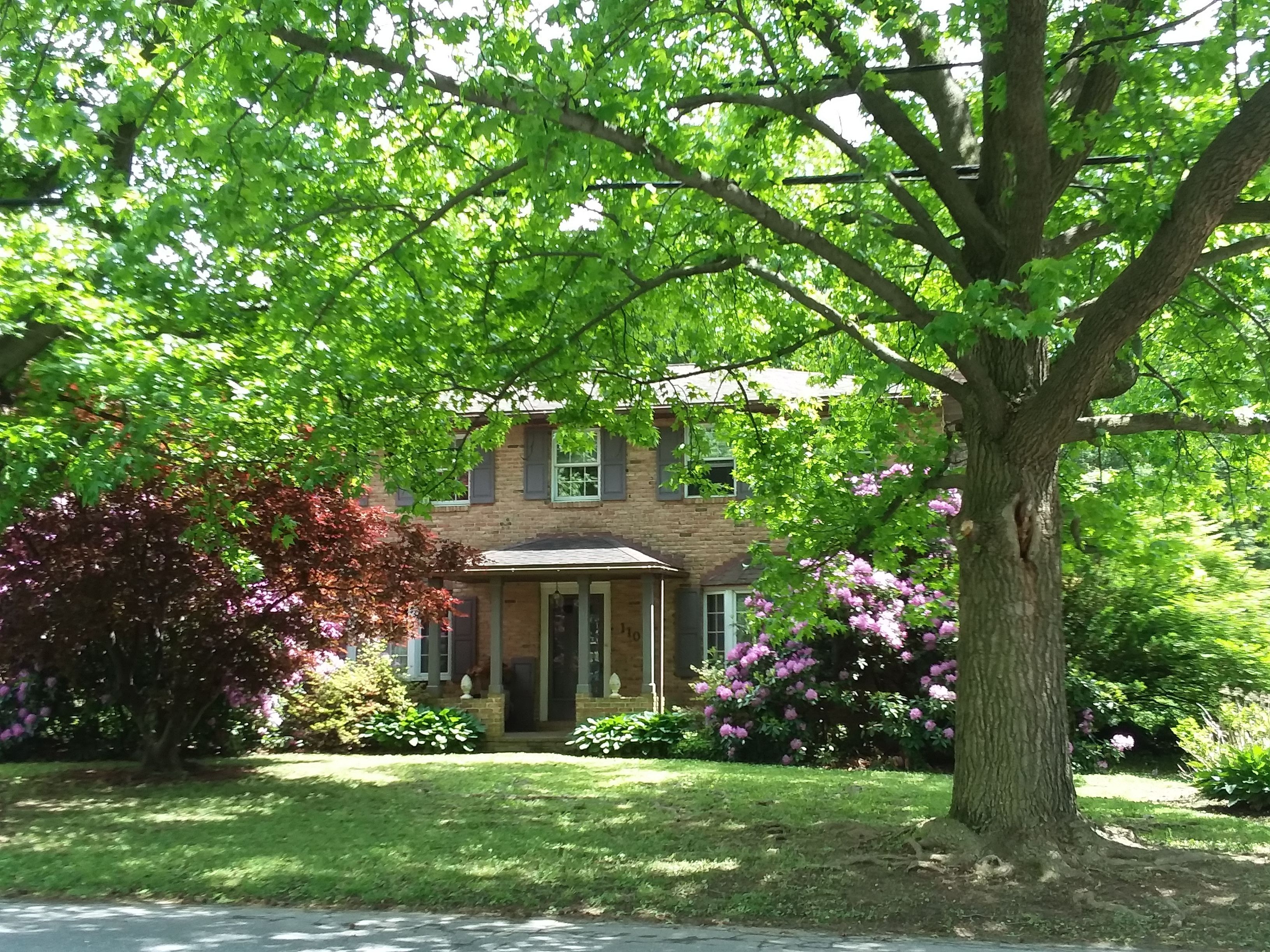 image Charming front view of the home nestled under mature trees—your peaceful Columbia retreat begins here.