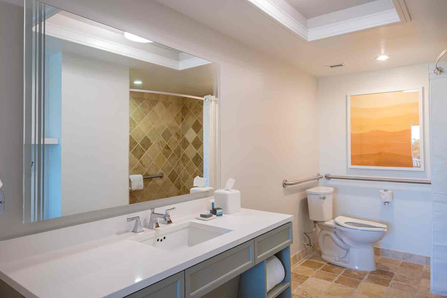 image Refresh in a bright, airy space where gentle lighting and earthy tilework set a tone of quiet elegance.