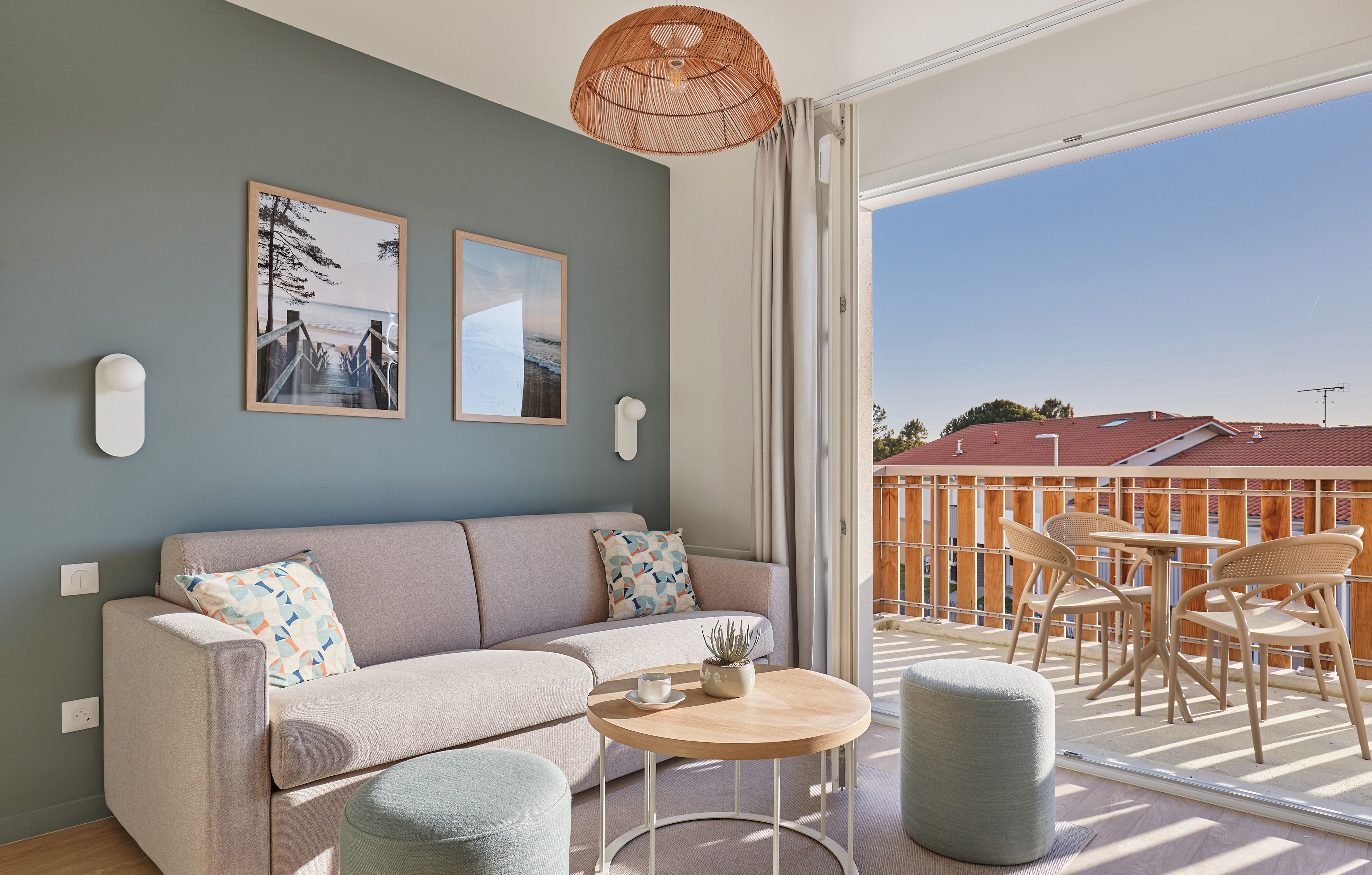 image Enjoy seamless indoor-outdoor living with expansive windows in the living area that open up to your balcony, allowing plenty of natural light to brighten your stay.