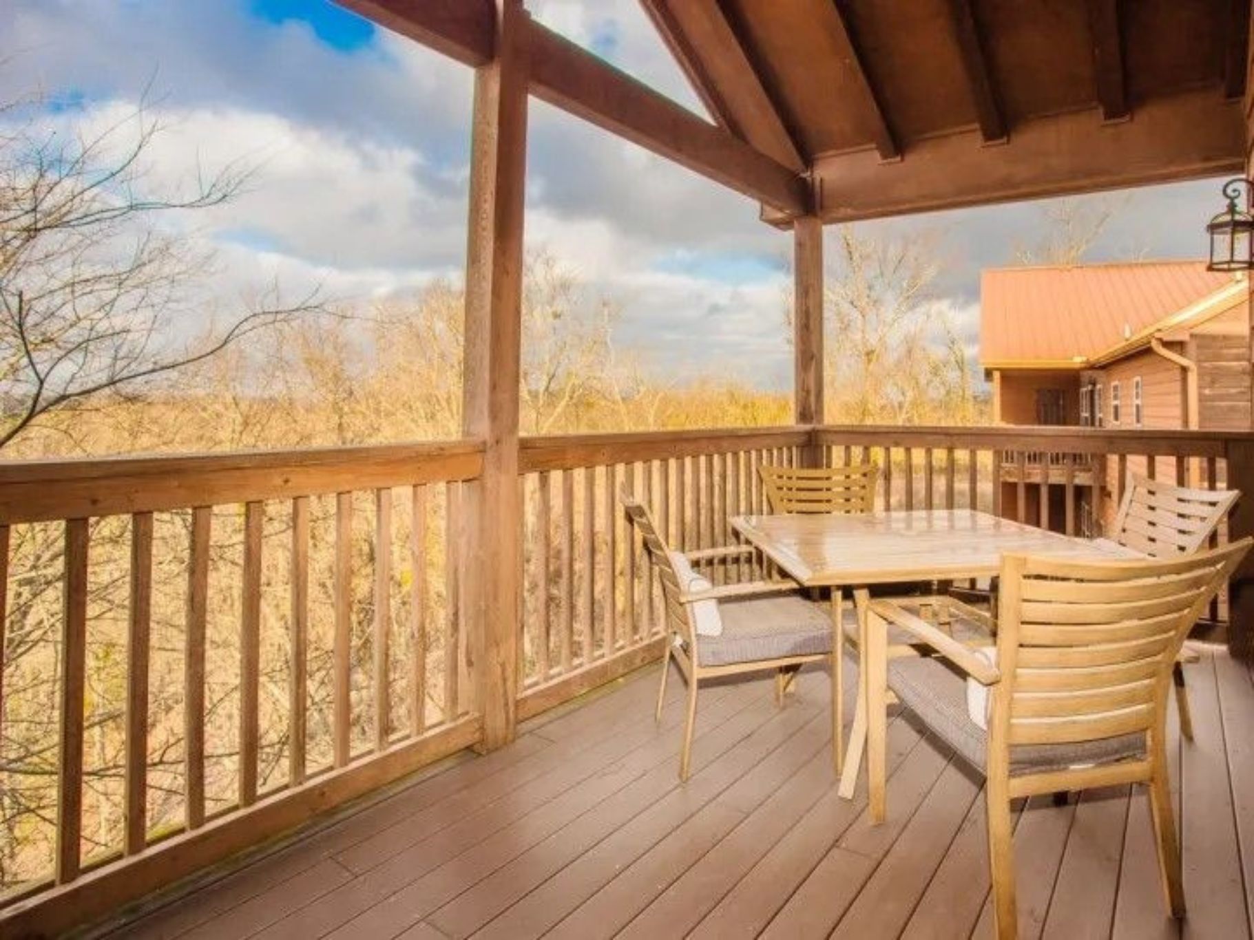 image Private balcony with outdoor seating and mountain or wooded views.