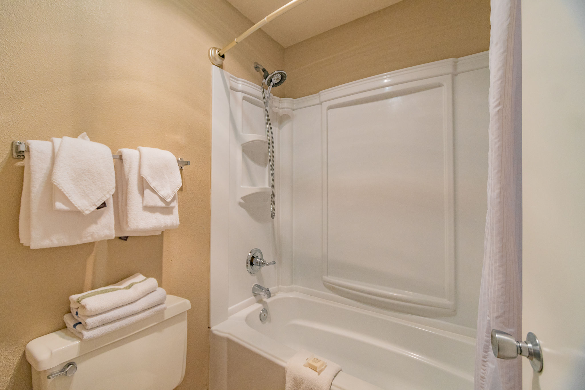 image The bright and tidy bathroom combines functionality with a stylish design.