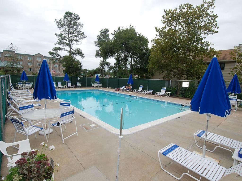 image Cool off in the community pool, perfect for sunny afternoons under vibrant blue skies.