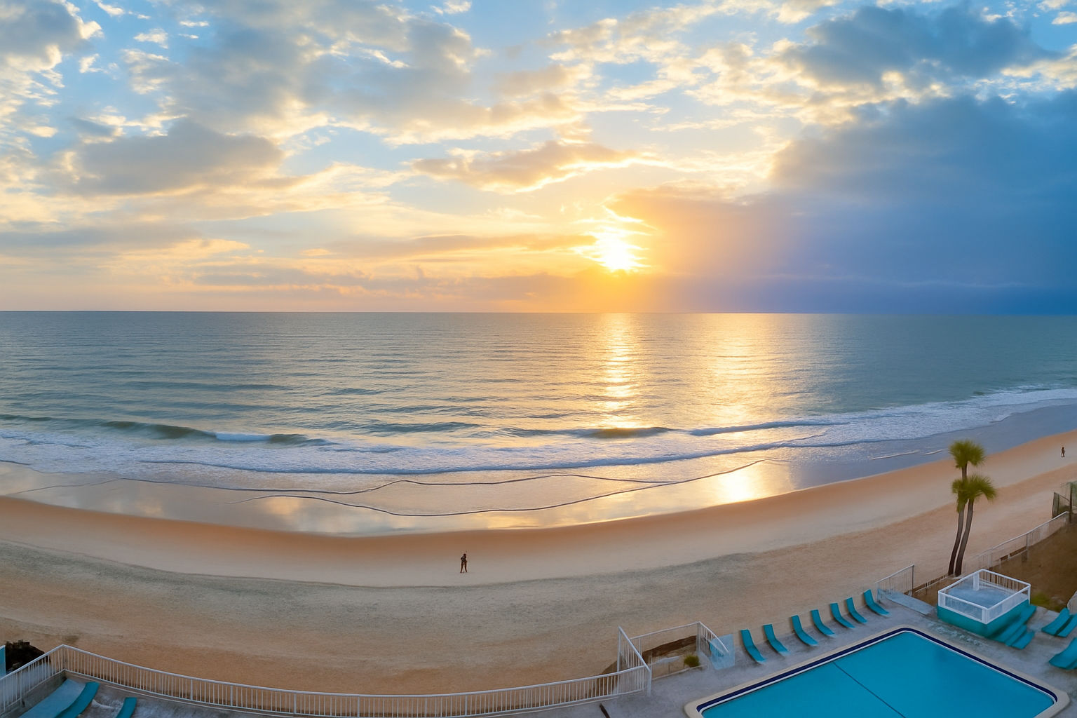 image Experience breathtaking sunset views from the beach, with golden hues illuminating the calm ocean waves, just steps away from your accommodation.