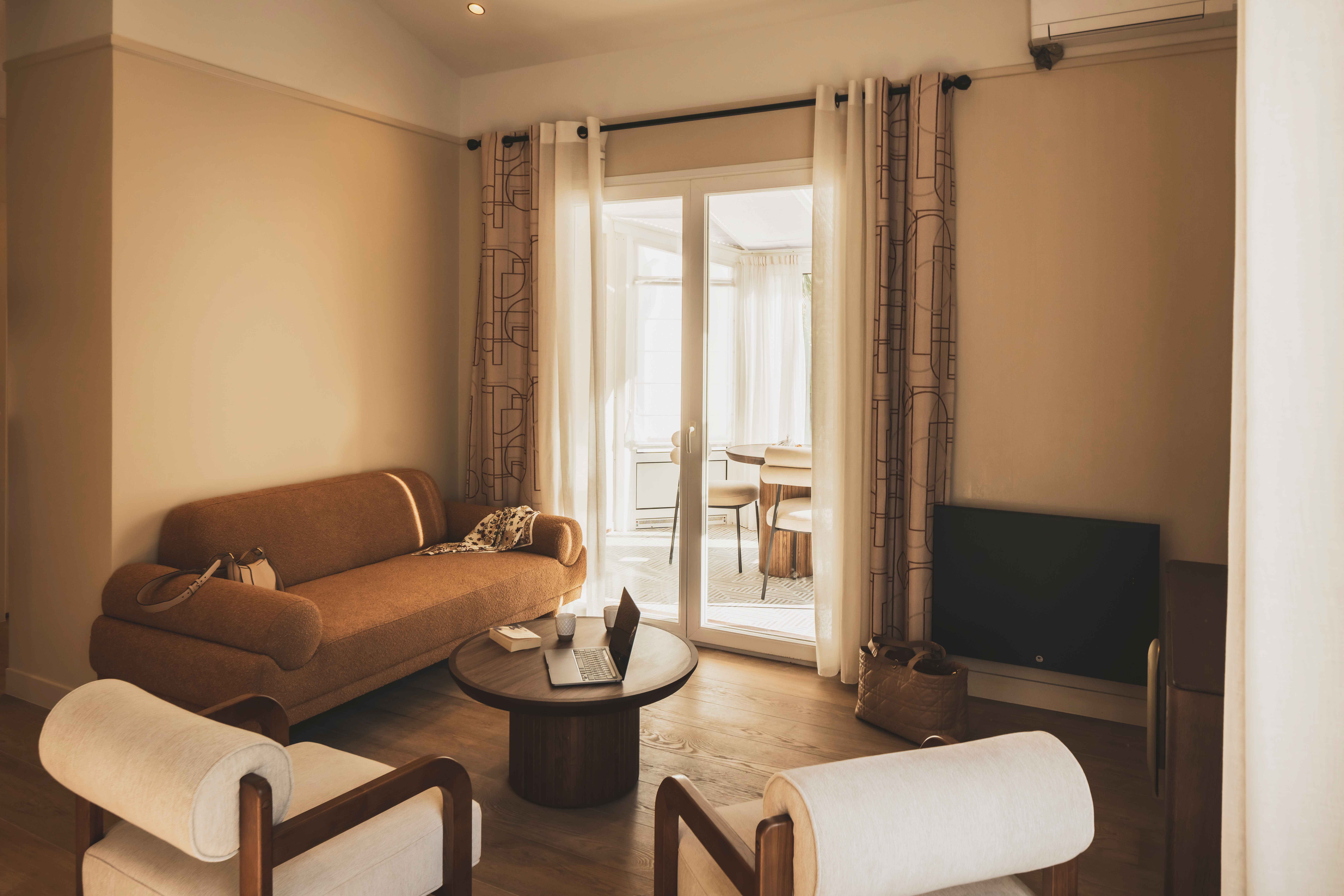 image Soft tones and refined textures create a serene space for unwinding after a day exploring the Basque coast.