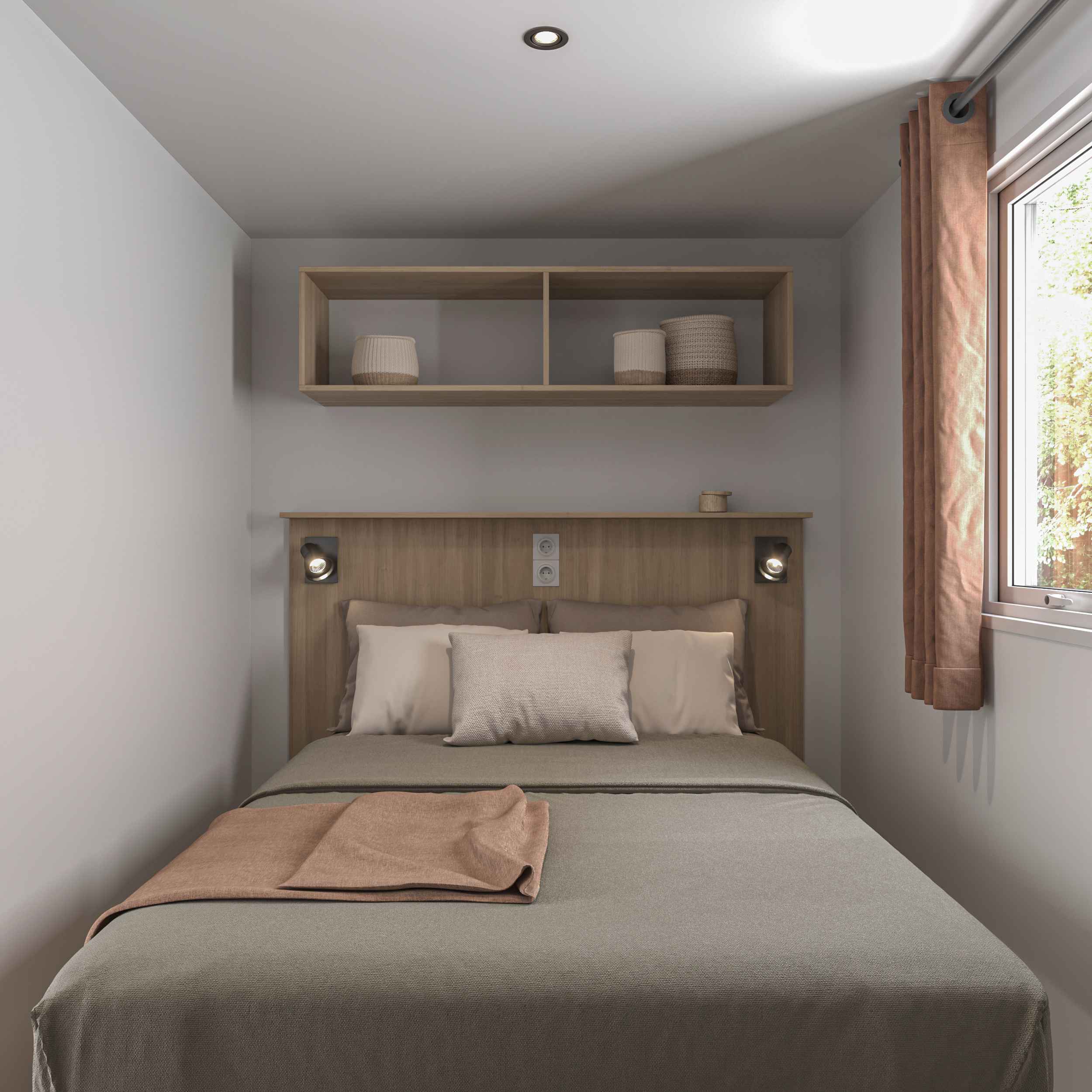 image The intimate bedroom is designed for comfort, boasting a plush bedding arrangement and subtle lighting that create a serene ambiance for restful nights.