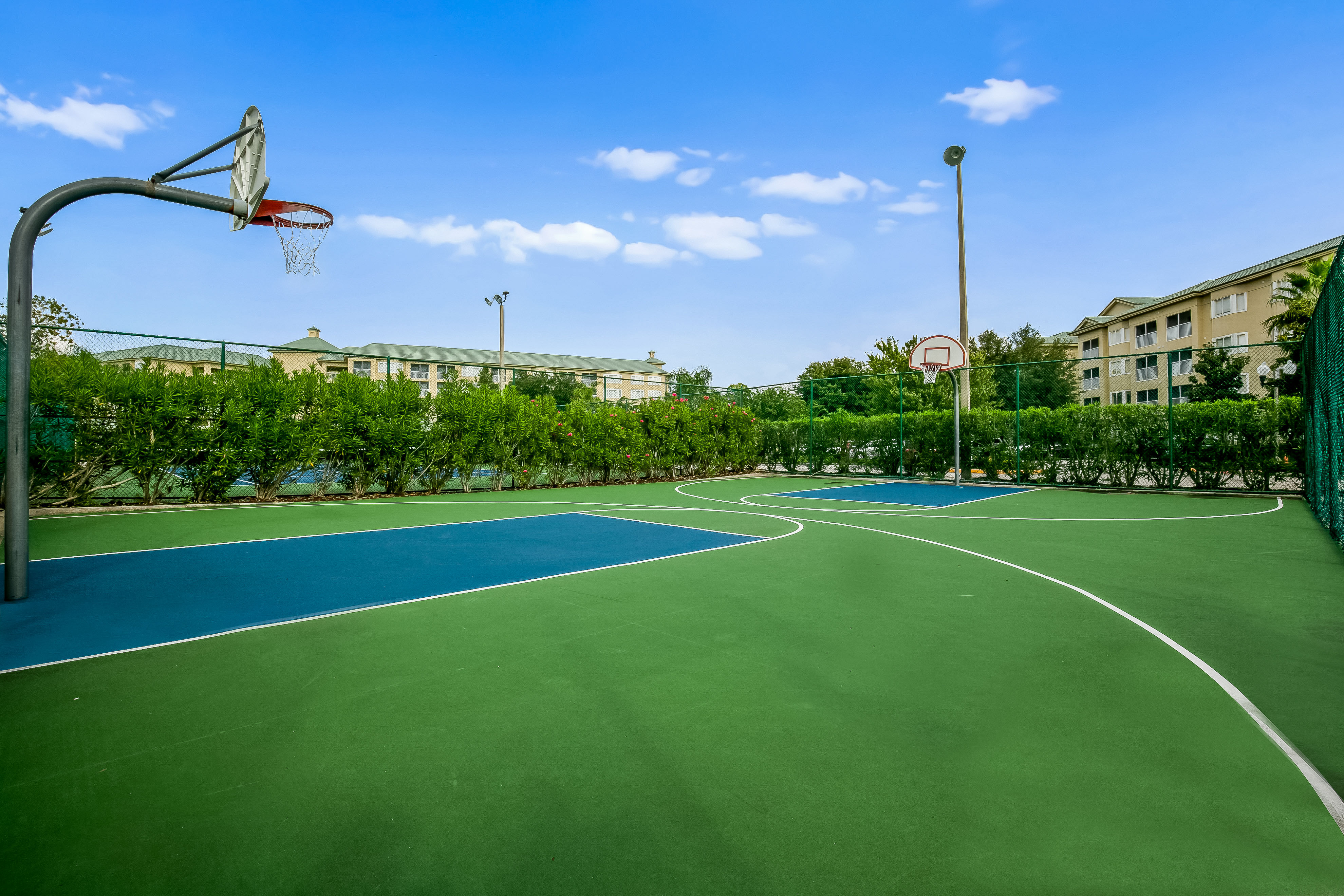 image Perfect for shooting hoops, this basketball court features a vibrant design.