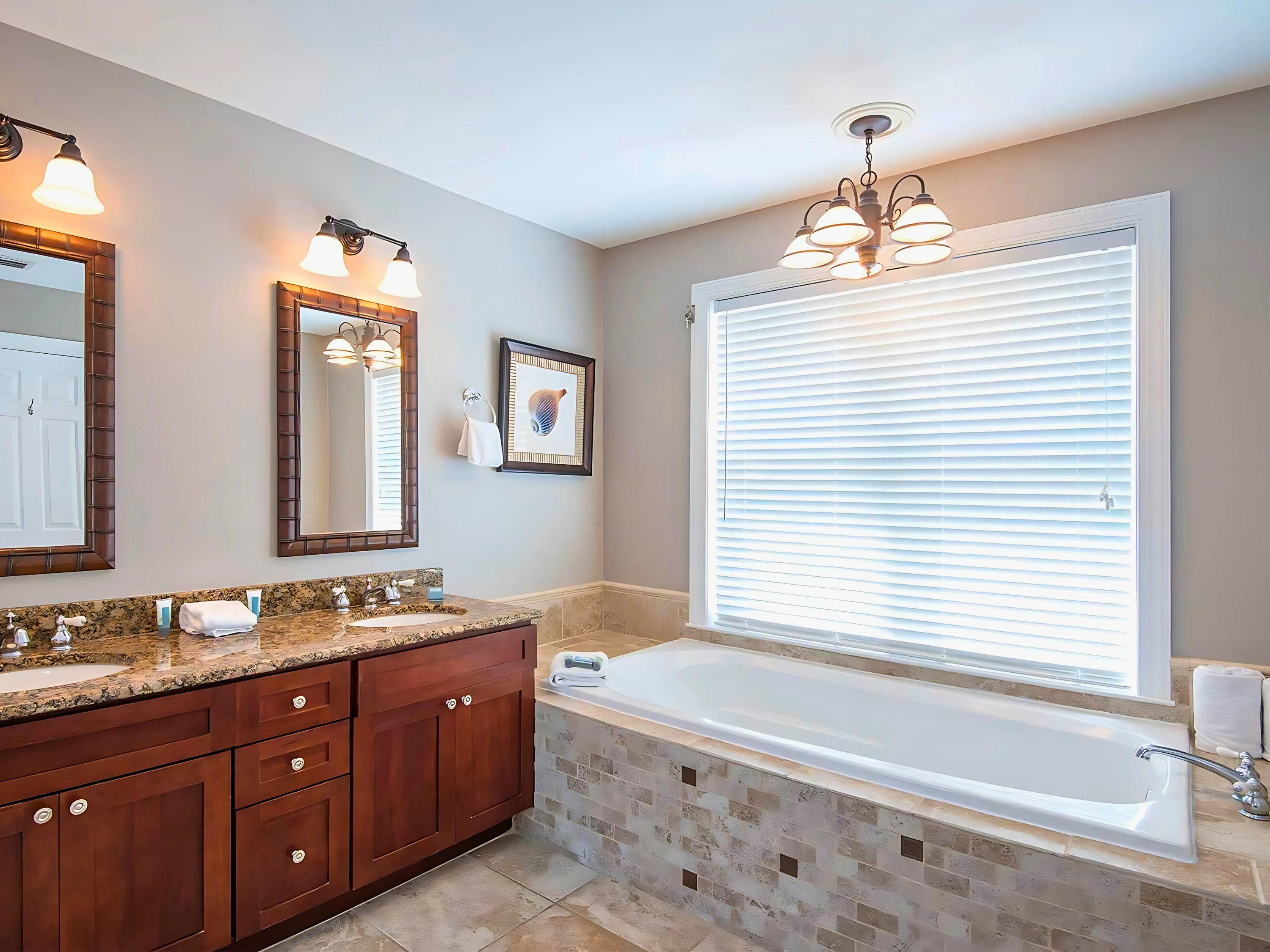 image Indulge in serenity with this elegant bathroom, where relaxing moments await amidst the soft glow of stylish fixtures.