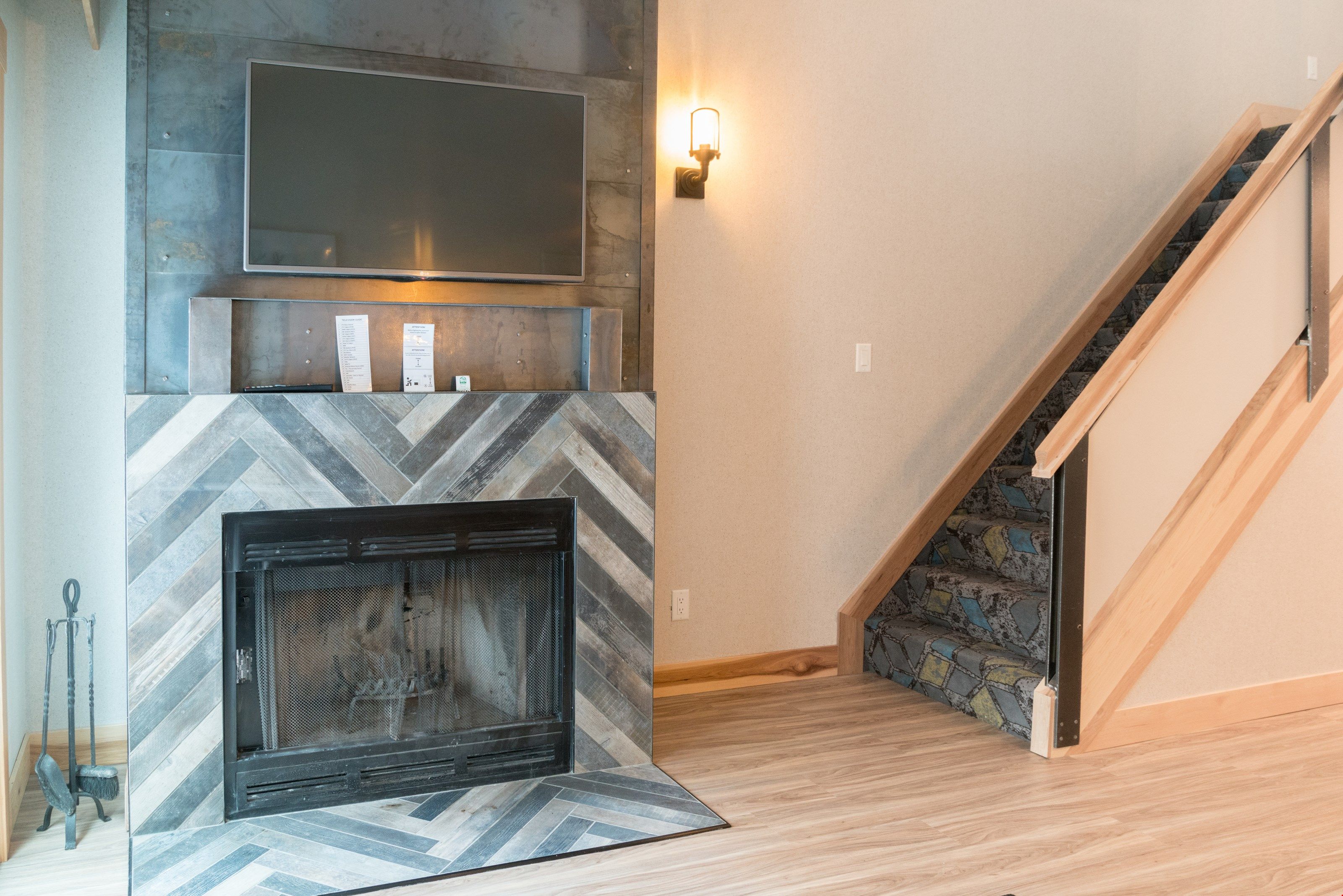 image The wood-burning fireplace is perfect for chilly evenings.