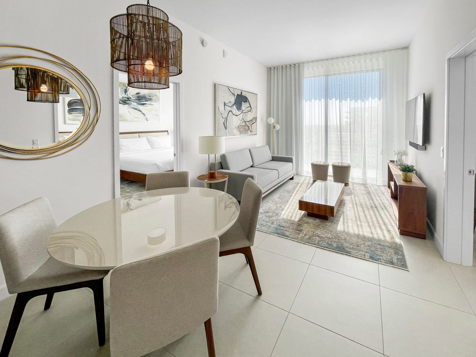 image Enjoy a bright living area with designer furnishings, offering a perfect spot to unwind or entertain.