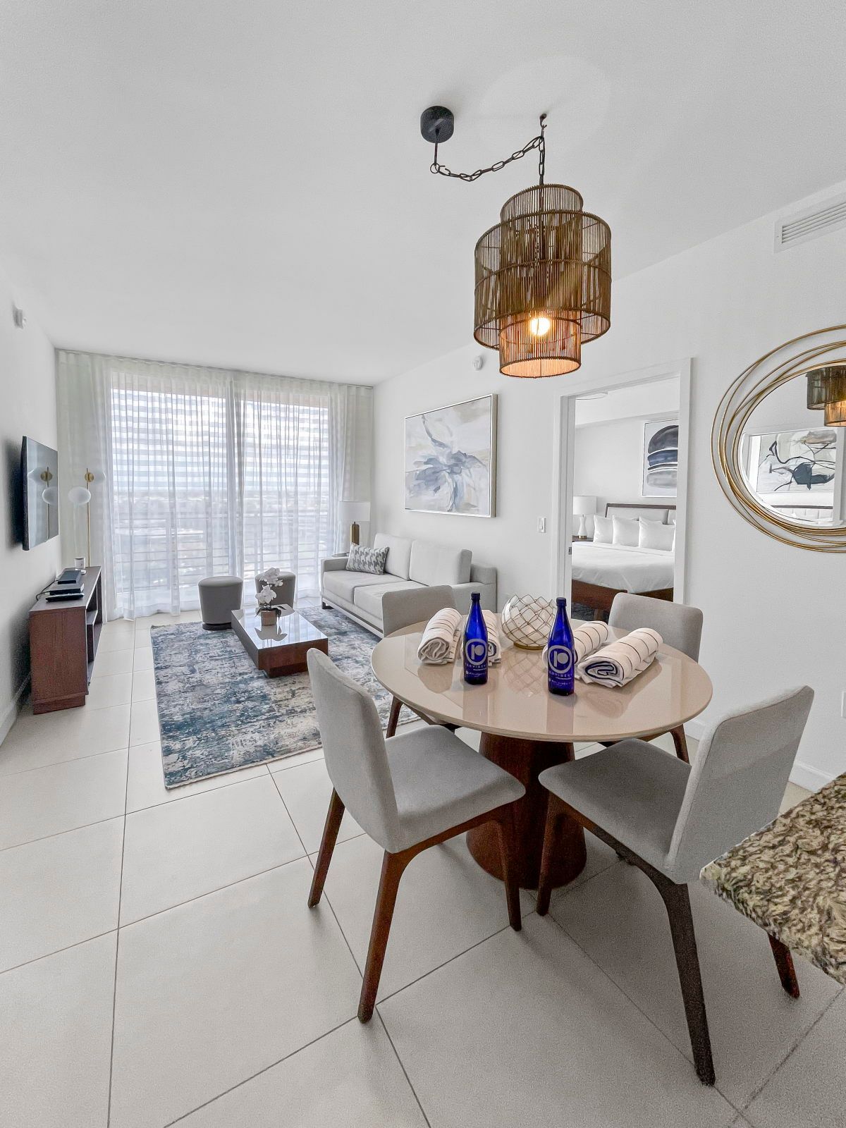 image Gather around the chic dining table, perfect for meals and conversations against a stylish backdrop.