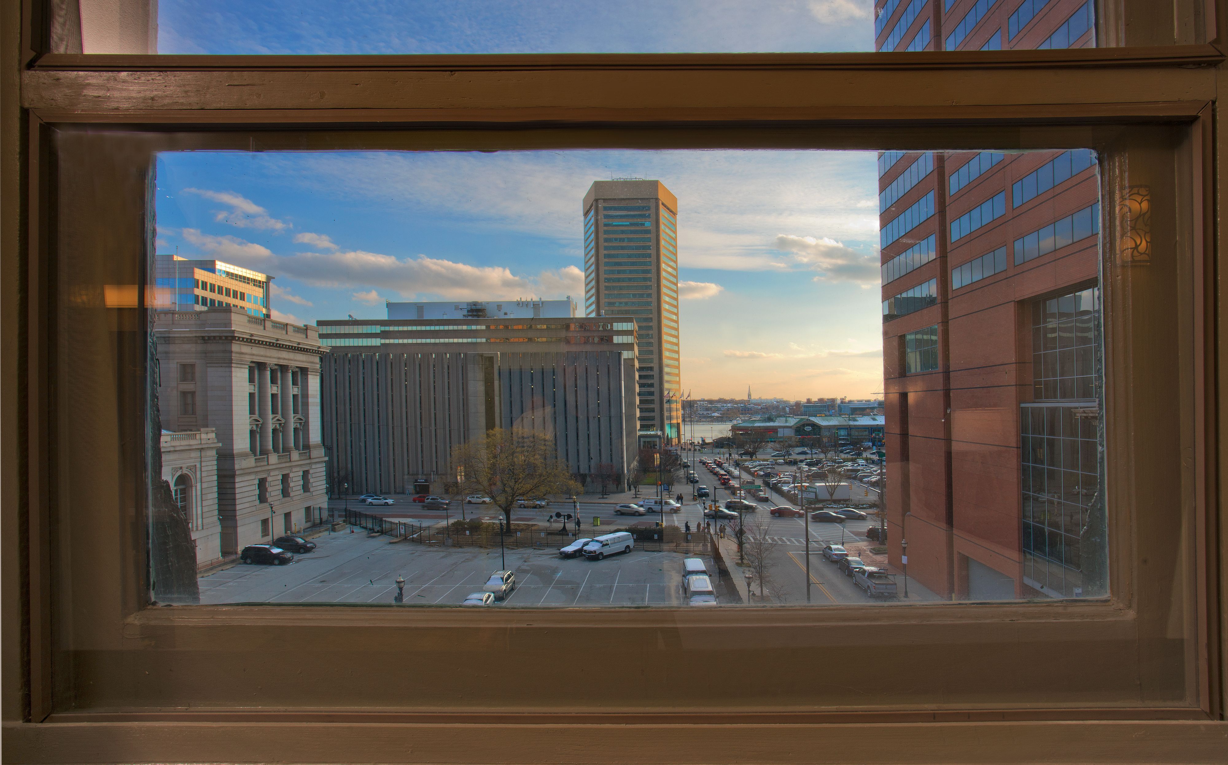 image Scenic view showcasing a vibrant city skyline and blue skies.