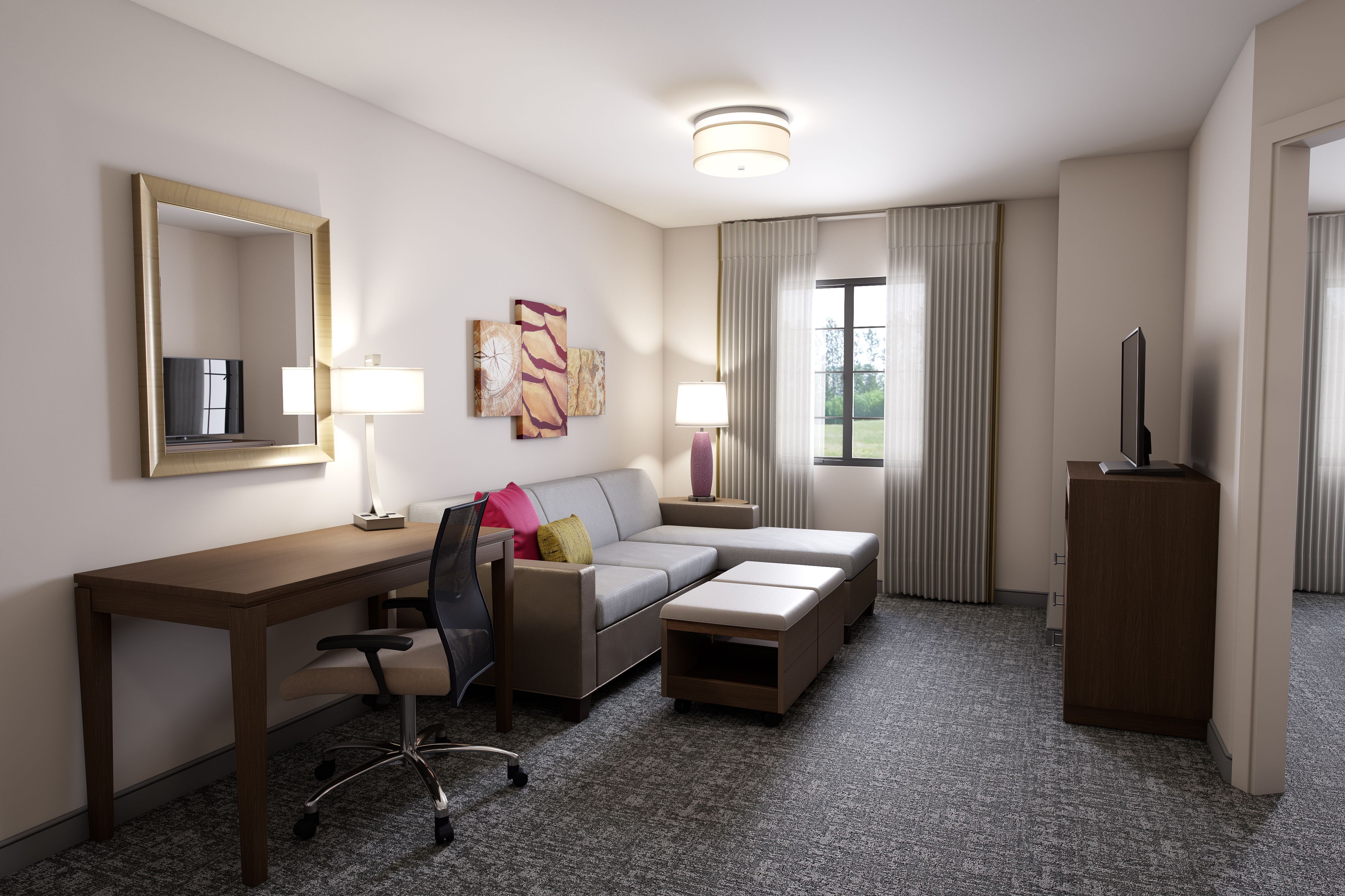 image Relax on the plush sofa, perfect for winding down after a day of adventures.