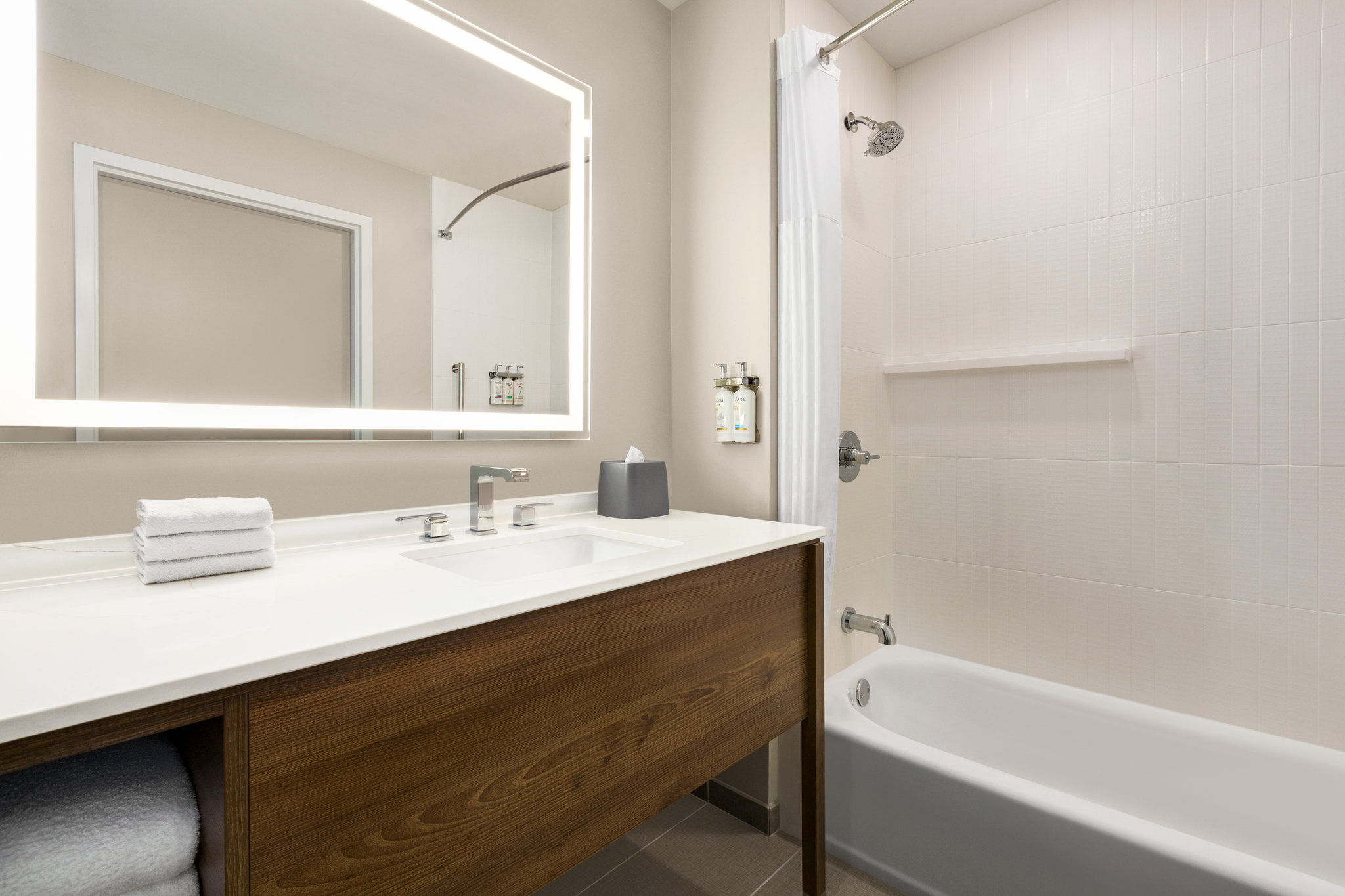 image Bathroom with great counter space and lighting.