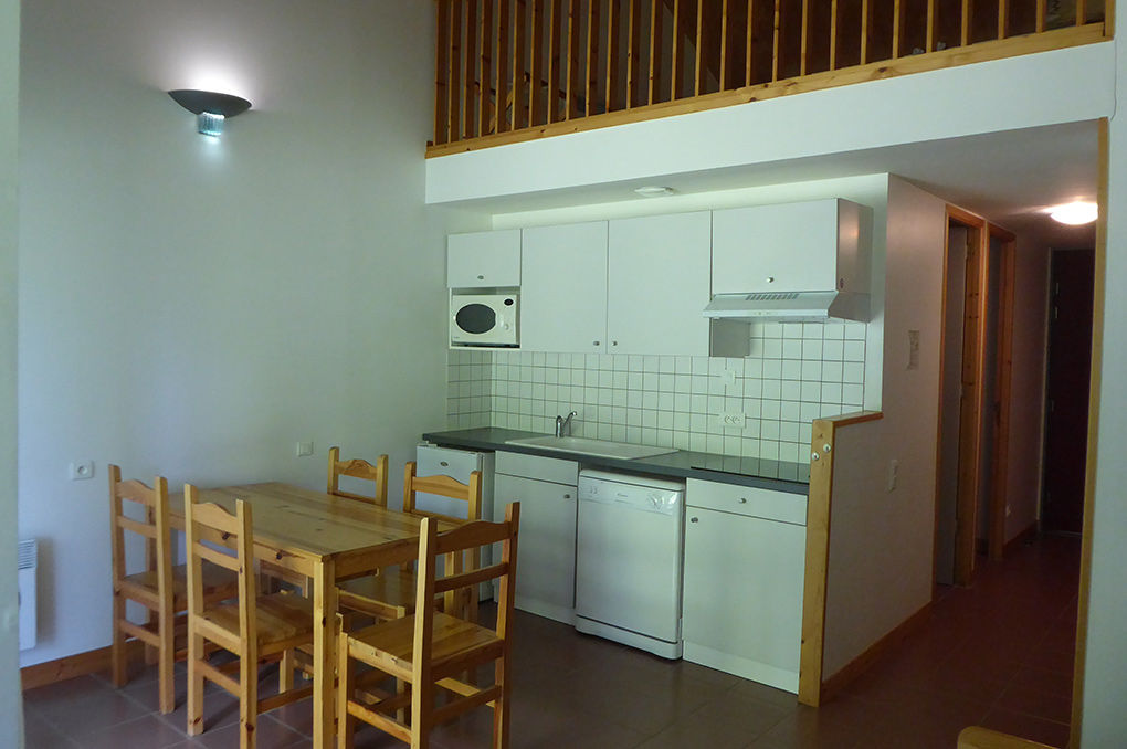 image Kitchenette with vitroceramic hob, dishwasher, microwave, and fridge — everything for a self-catered stay.