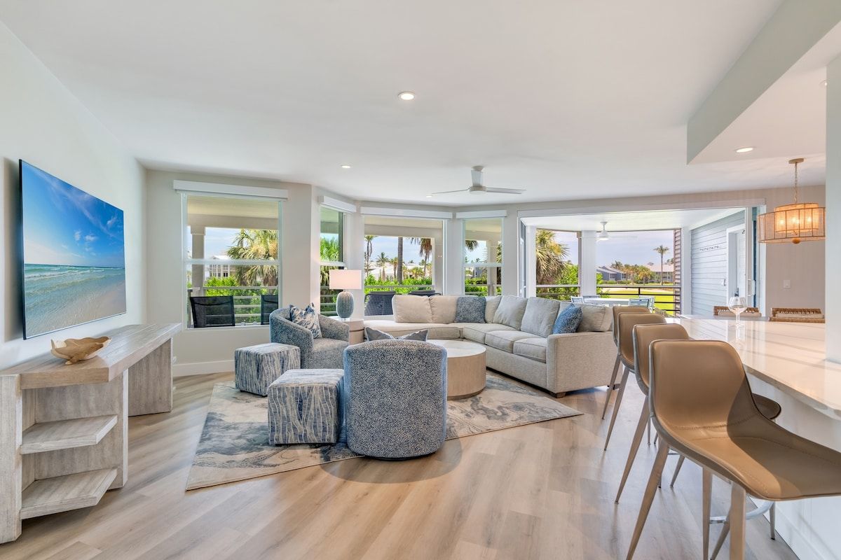 image Dining and living areas share one open space for gathering.