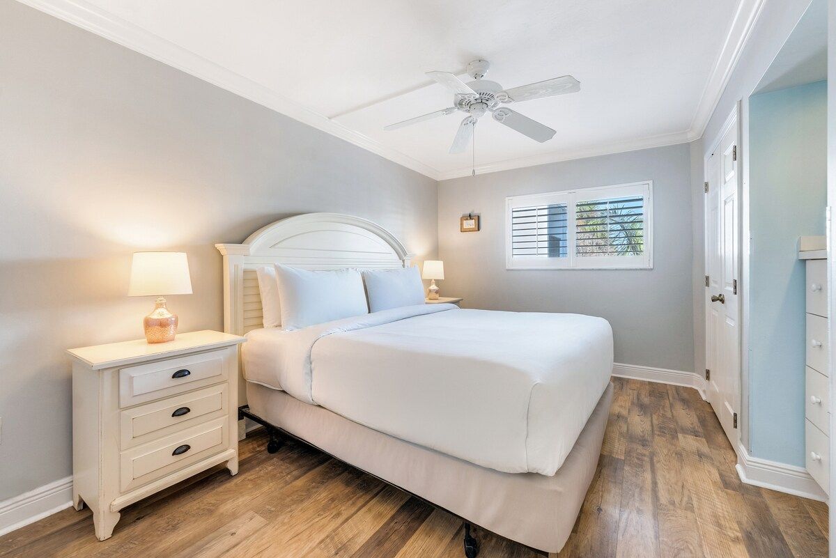 image A bedroom offers a quiet place to sleep.