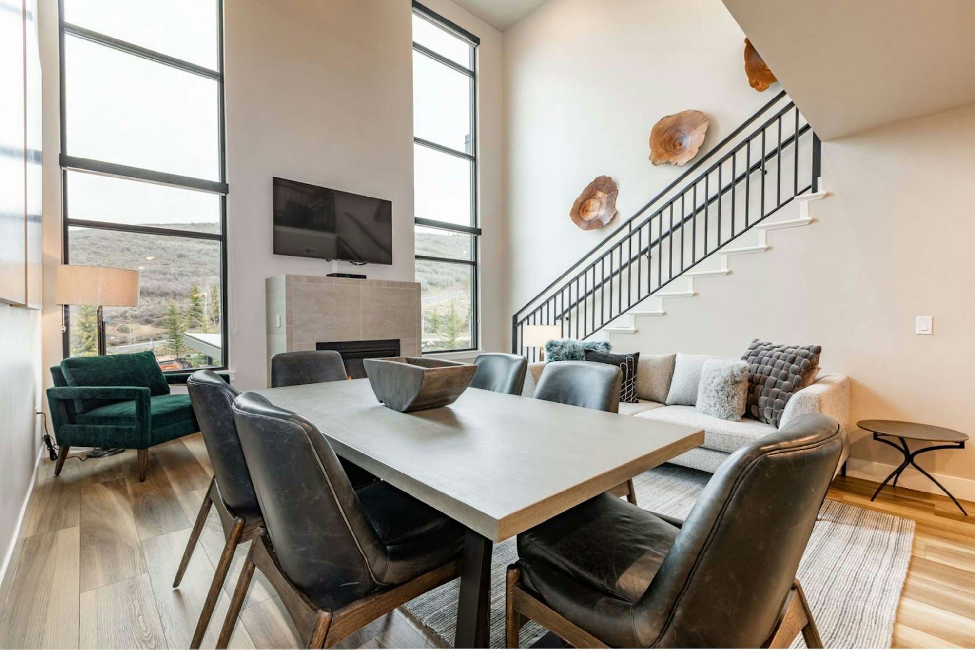 image Spacious great room with dining table and open living area