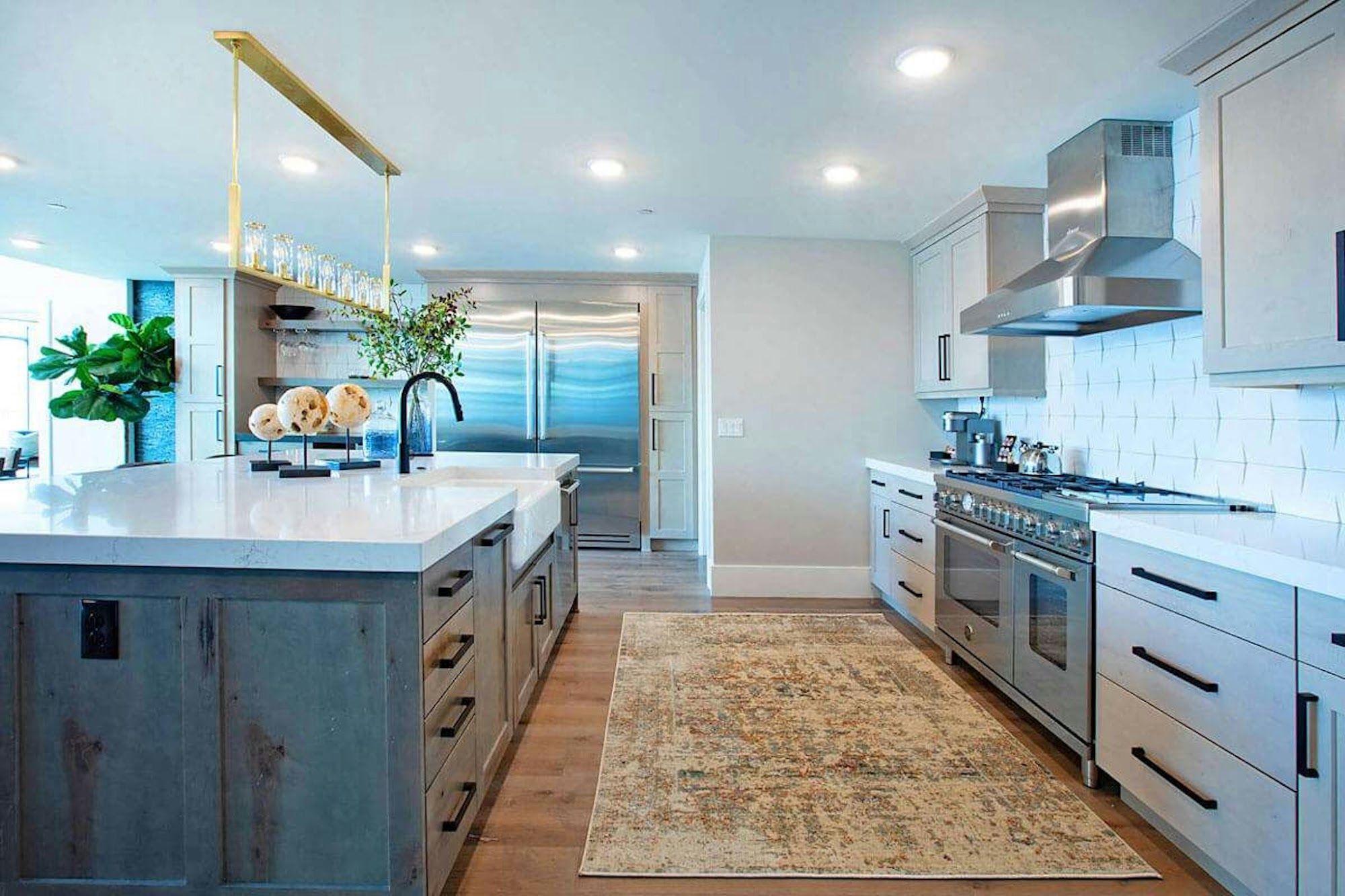 image Chef-grade kitchen with large island and modern appliances