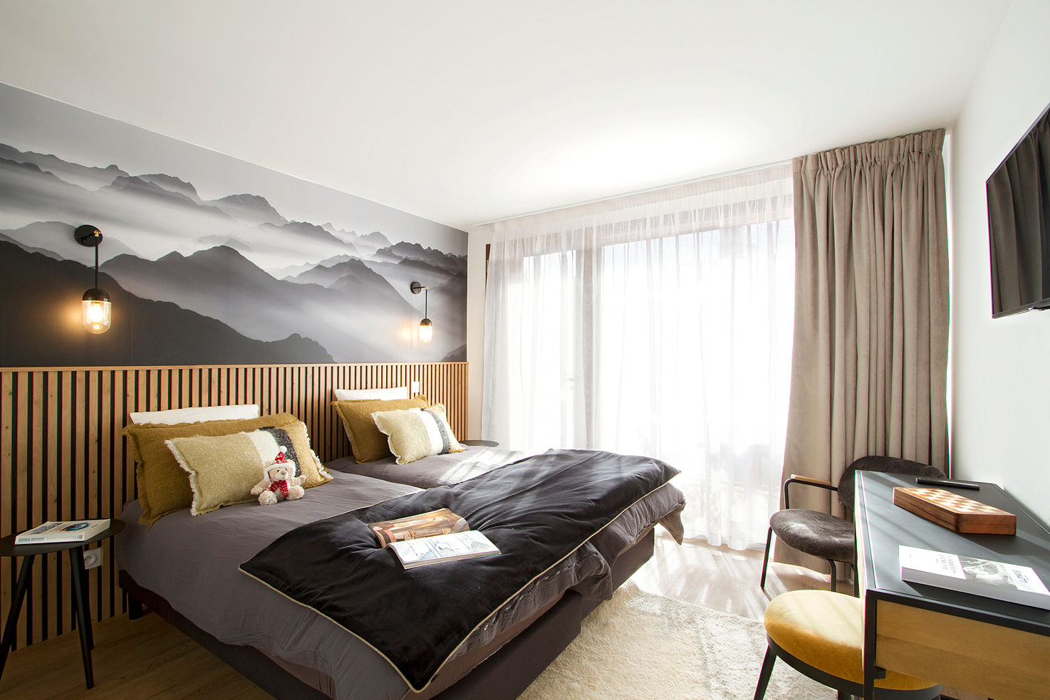 image Two single beds give the whole family a good night's rest.