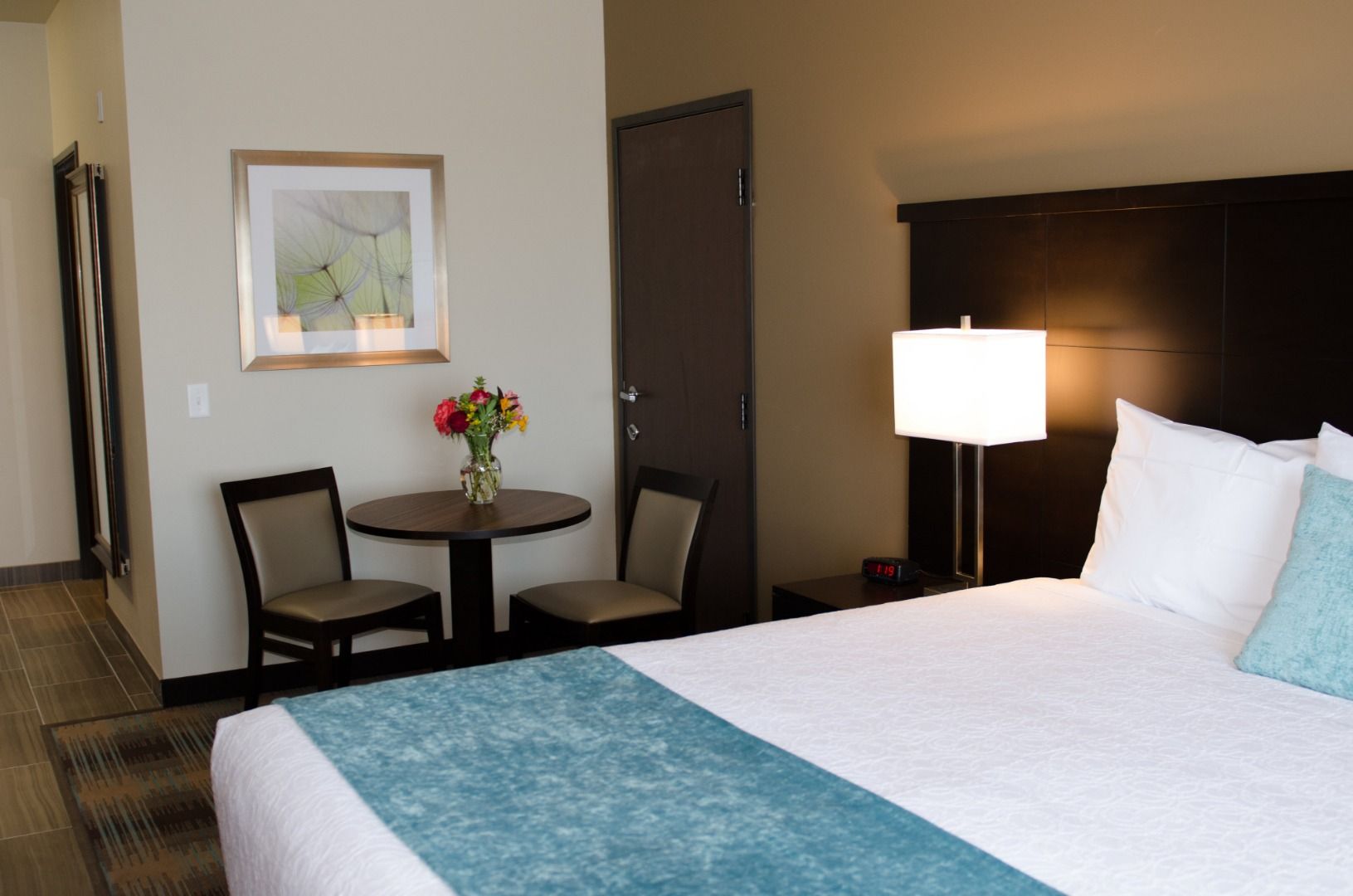 image Bed with bedside table and dining set