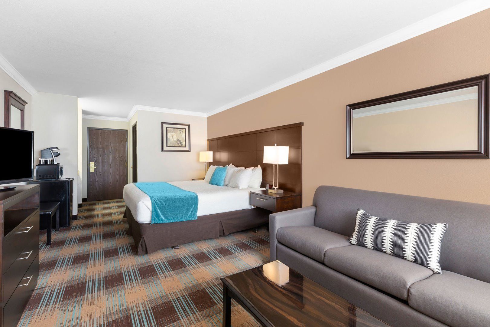 image Another angle showing the bed and seating area