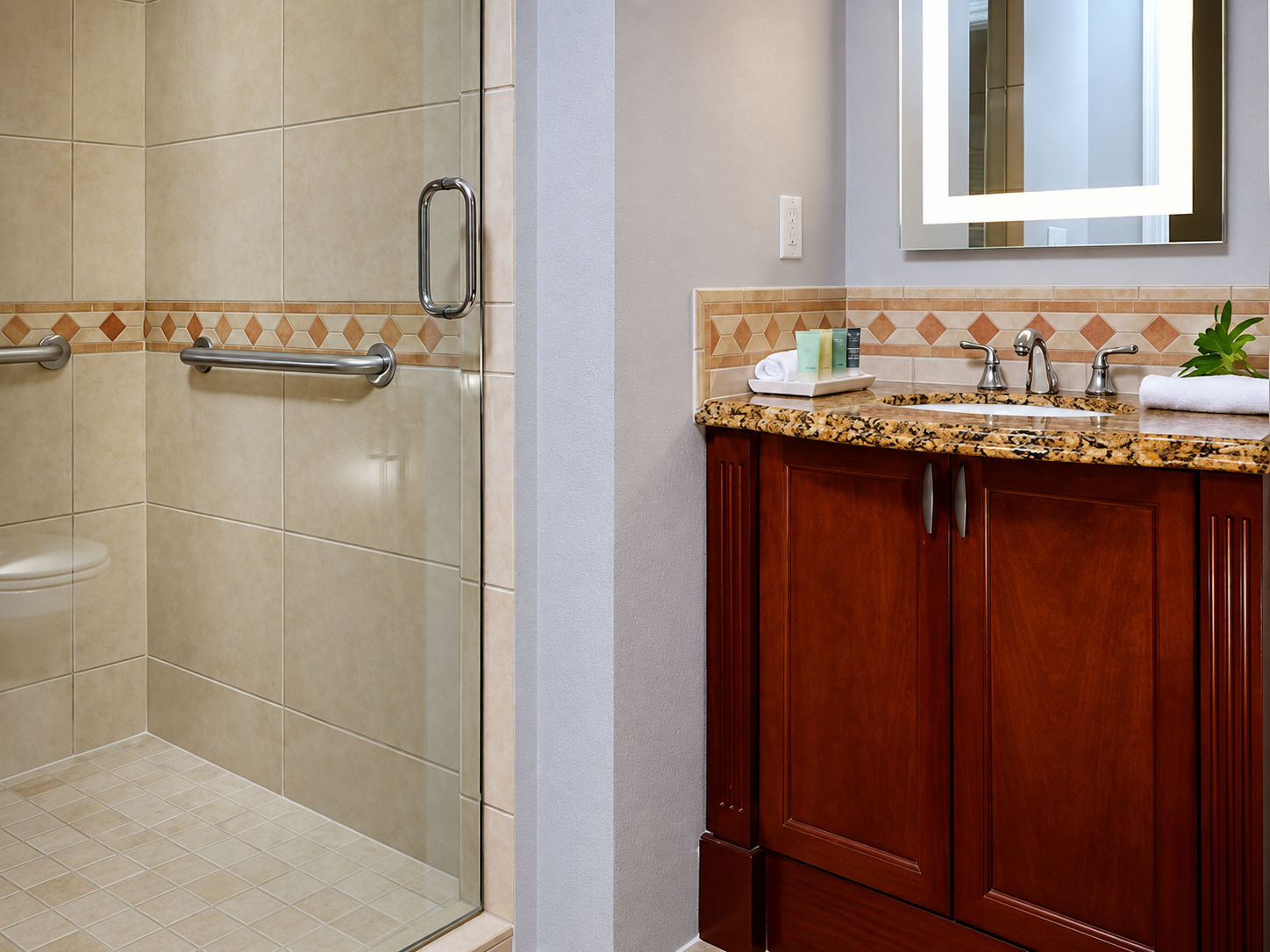 image Bathroom with walk-in shower and sink