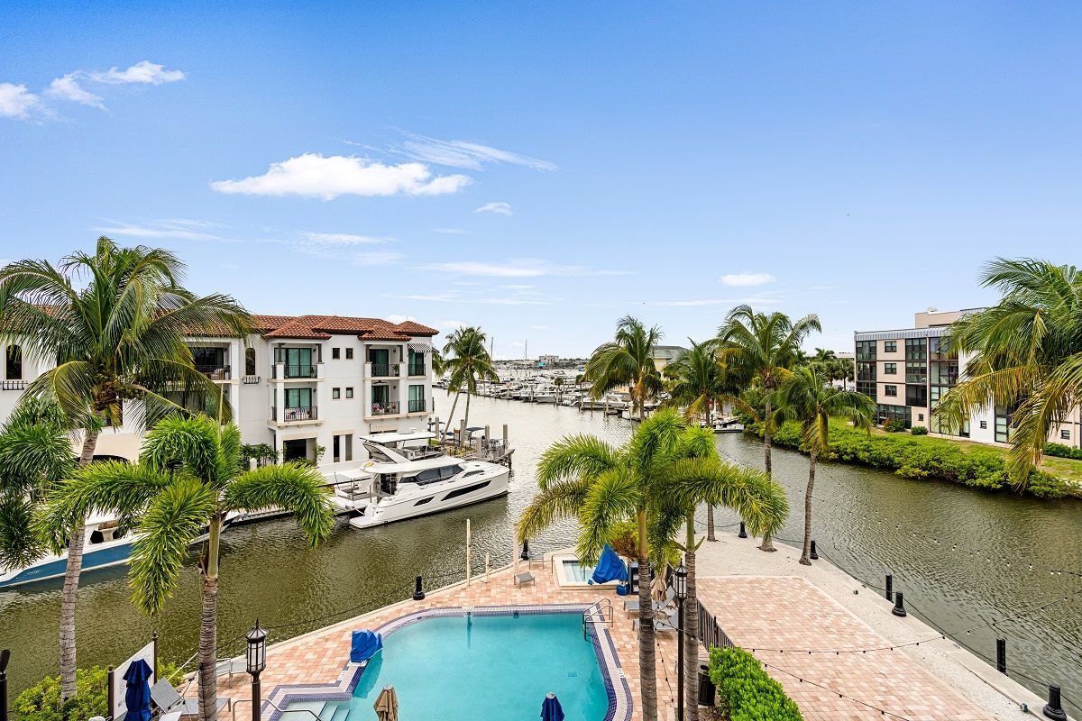 image Aerial view of Naples Bay, pools, and waterfront