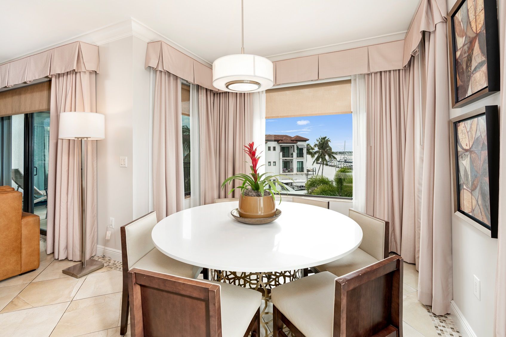 image Dining area with dining table and bay window