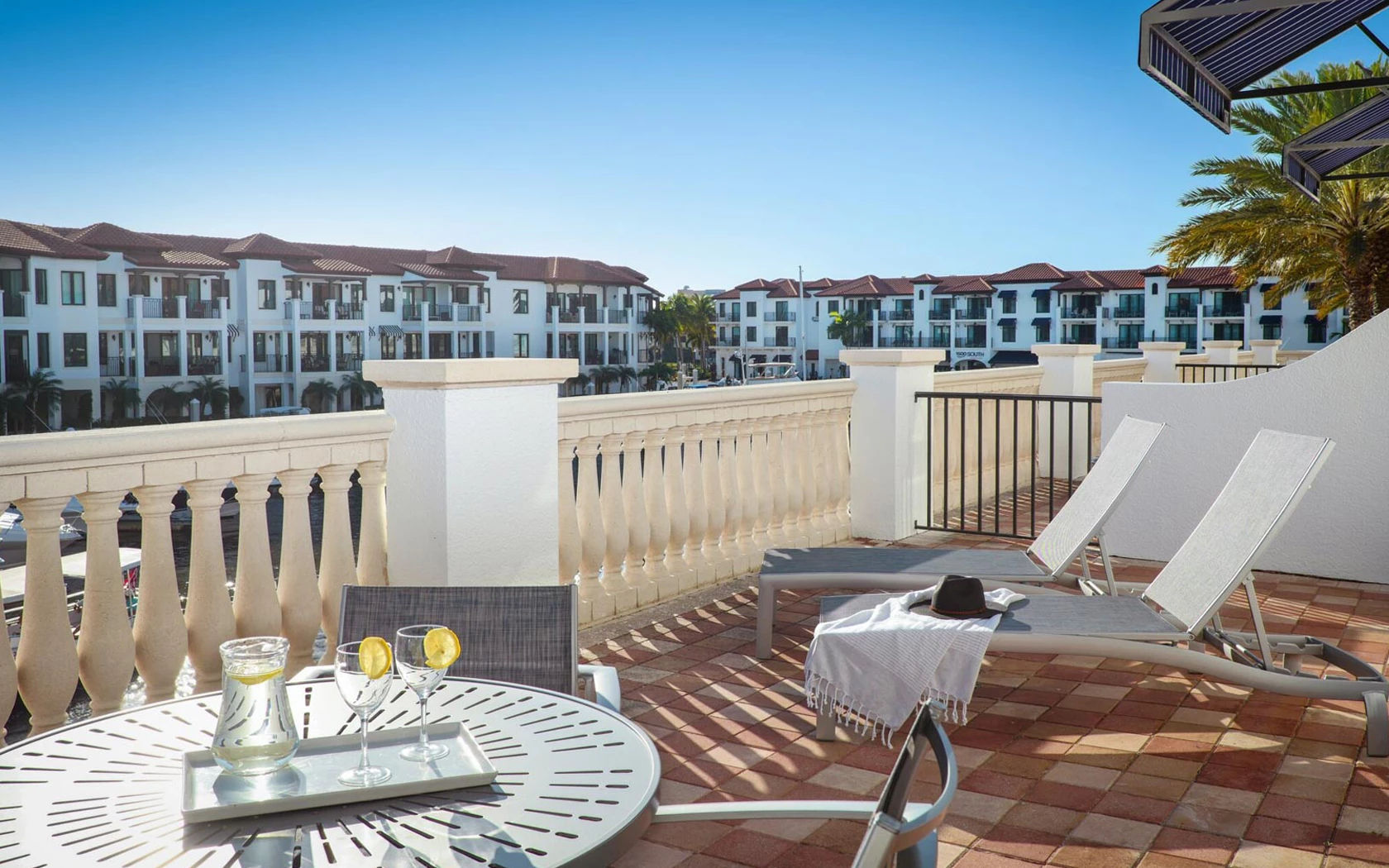 image Furnished sundeck with seating overlooking the marina