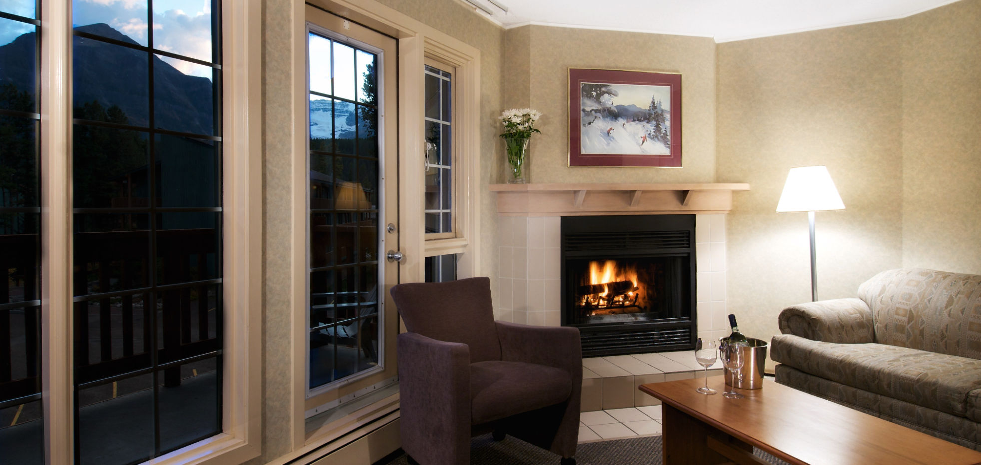 image Lounge by the cozy fireplace after a day on the slopes