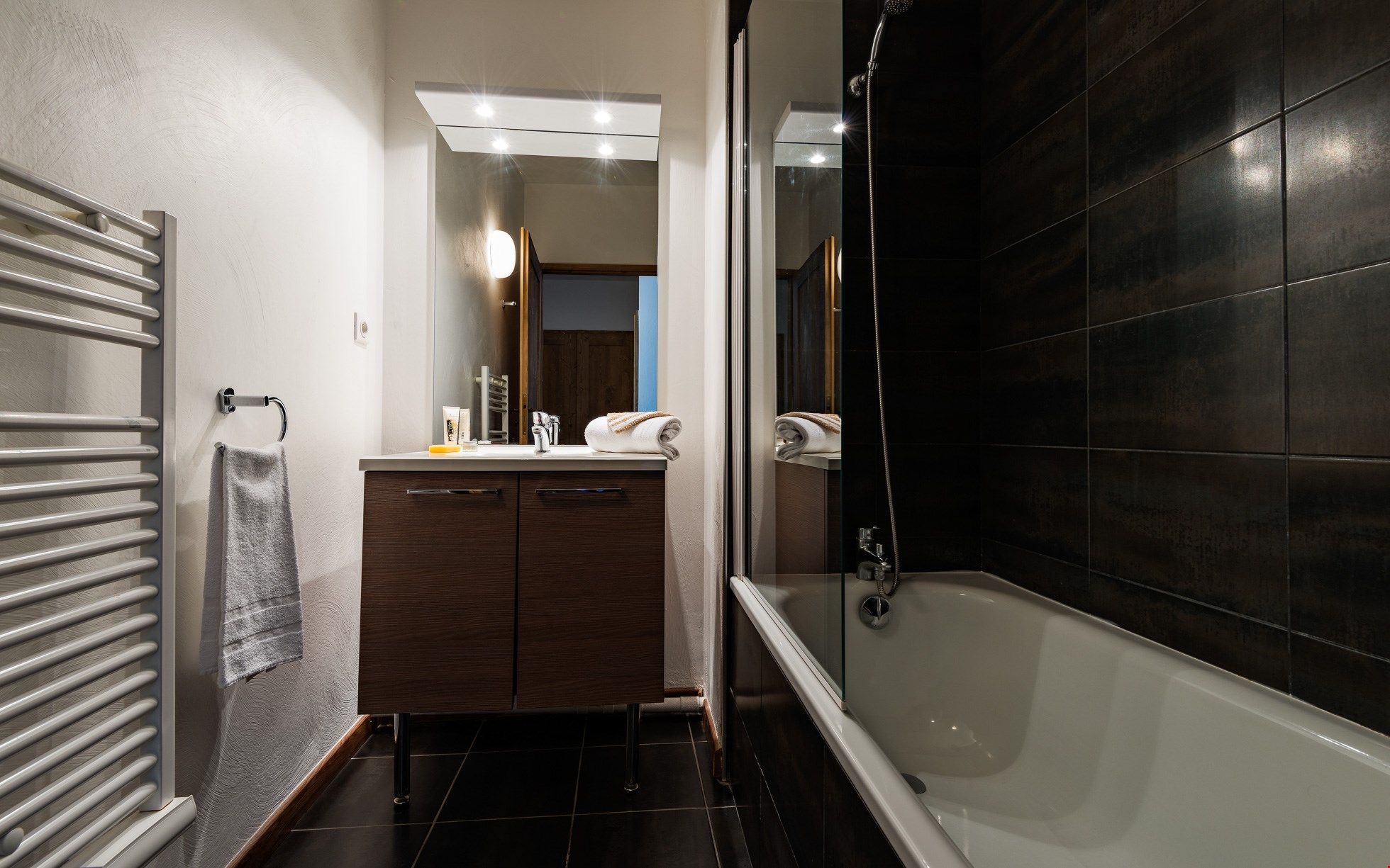 image Get ready for your day in the lovely bathroom.