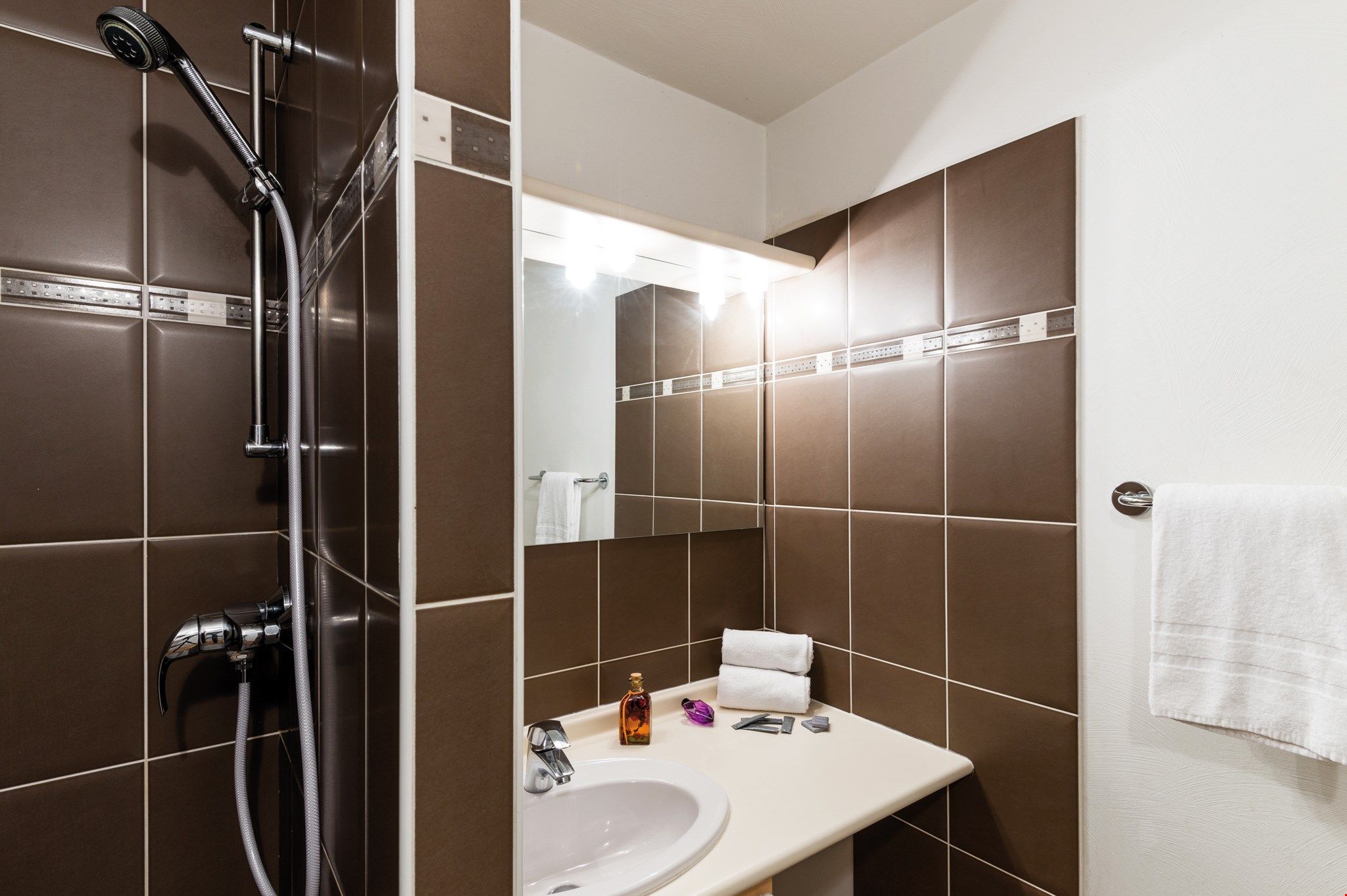 image Get ready for the day in the bathroom.
