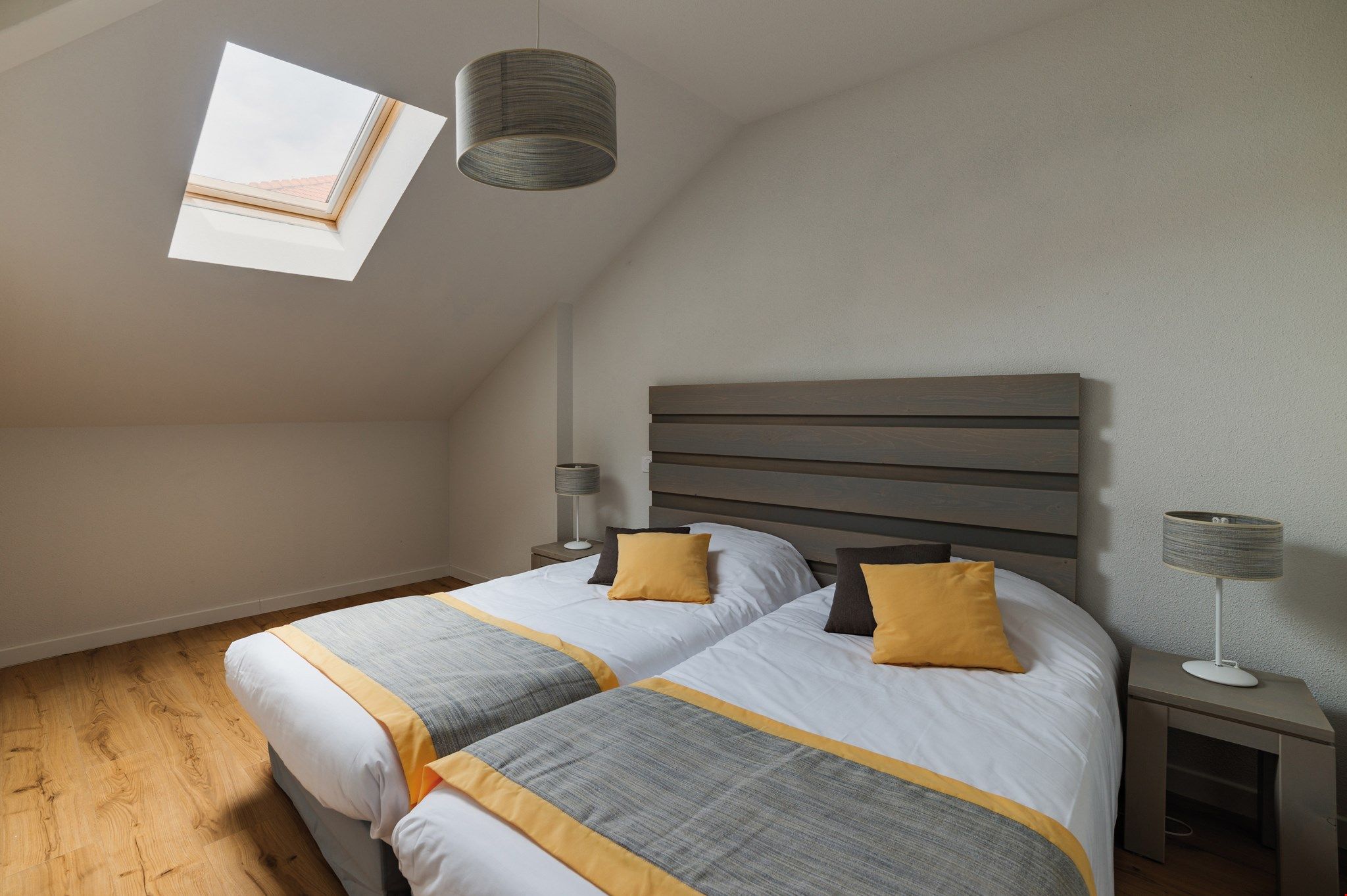 image Get a peaceful night sleep in our cozy bedroom. Bedding configurations vary!