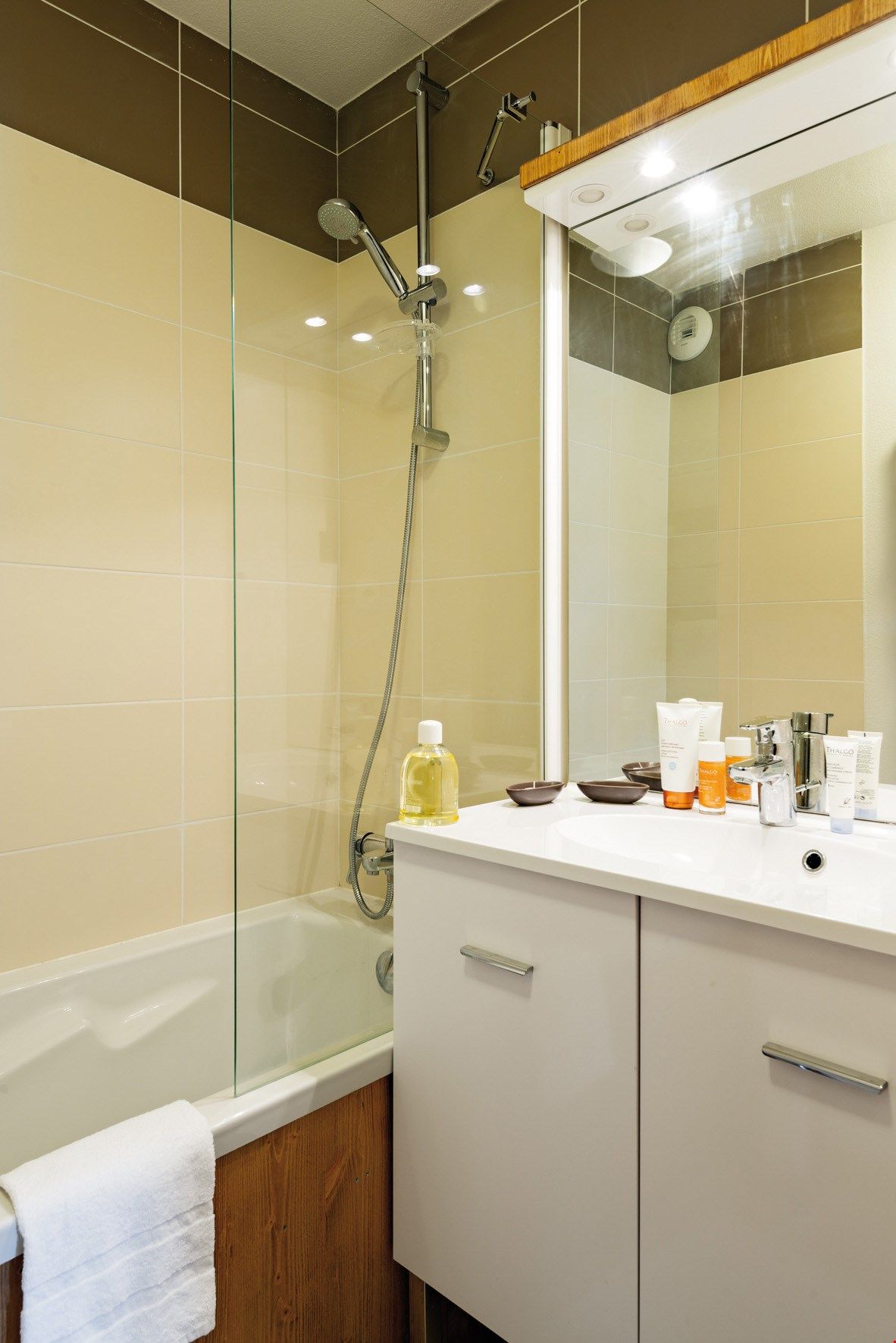 image Get ready for your day in the lovely bathroom.