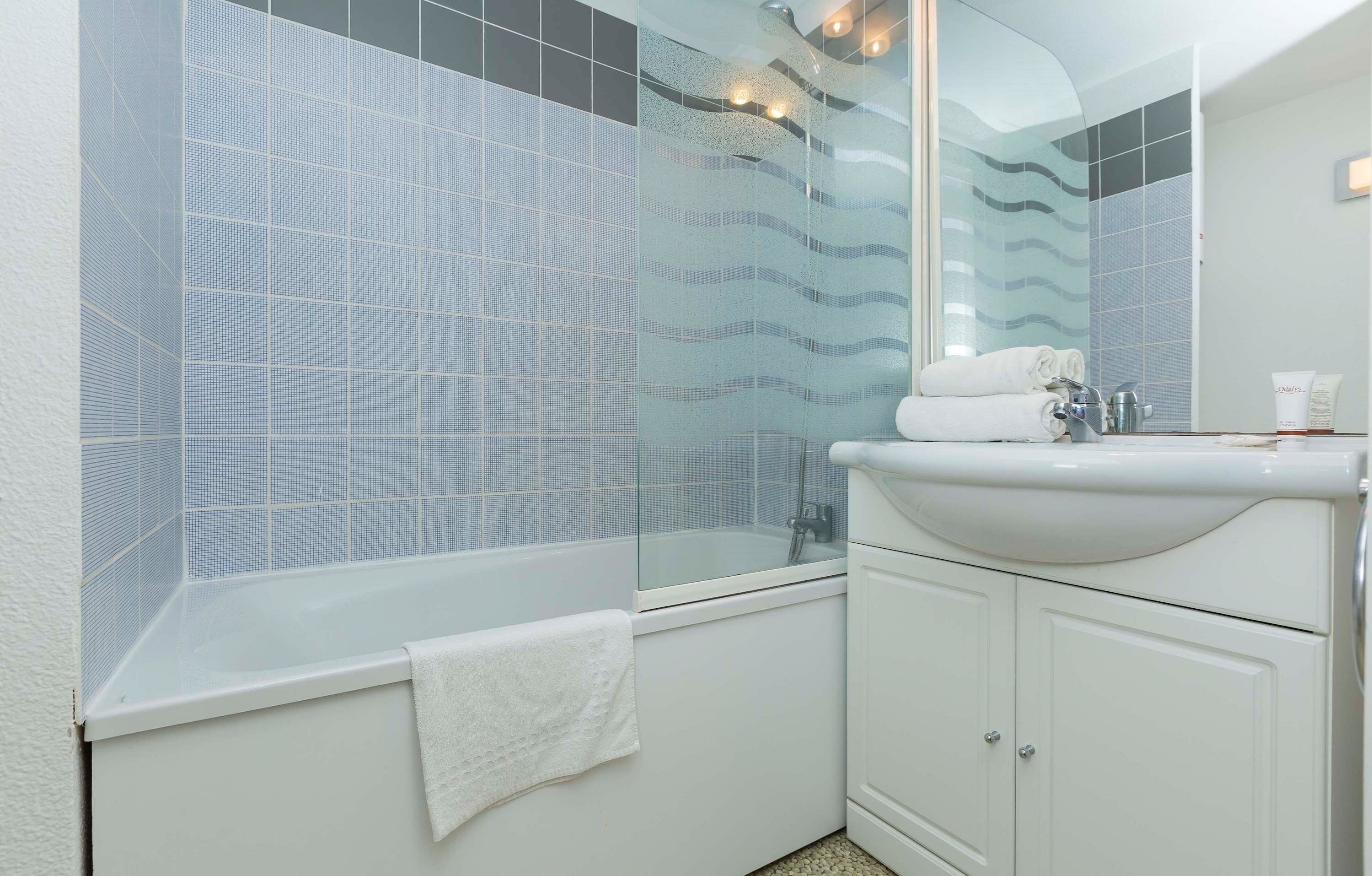 image Get ready for your day in the bathroom.