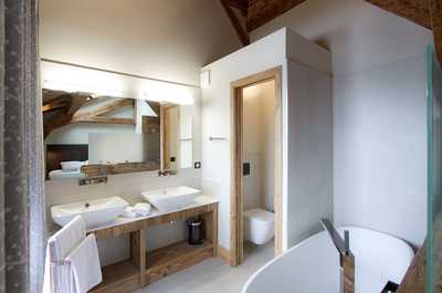 Wash up for the day in your bathroom.