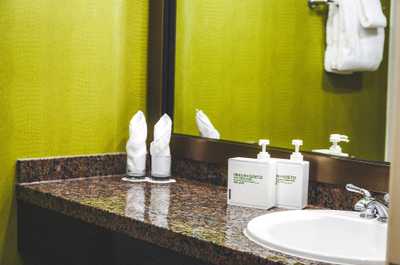 Get ready for your day in the lovely bathroom.