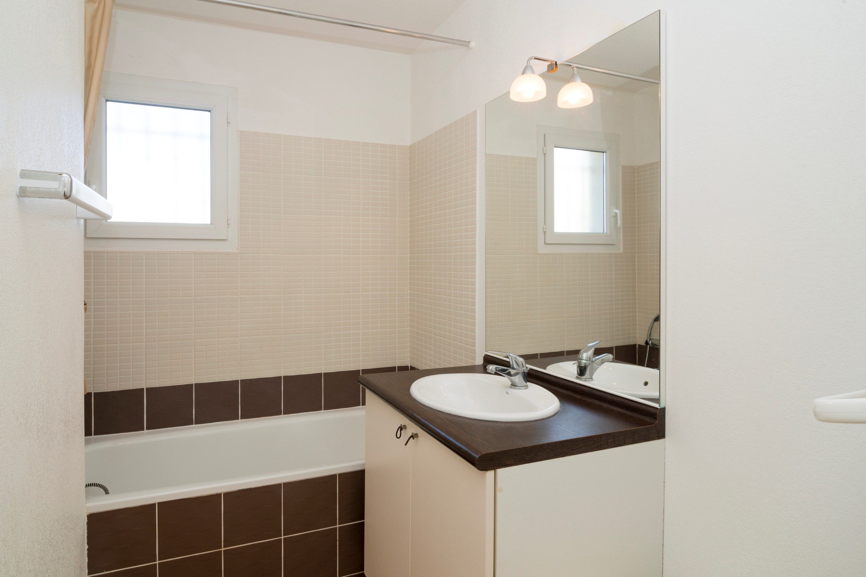image Get ready for your day in the bathroom.