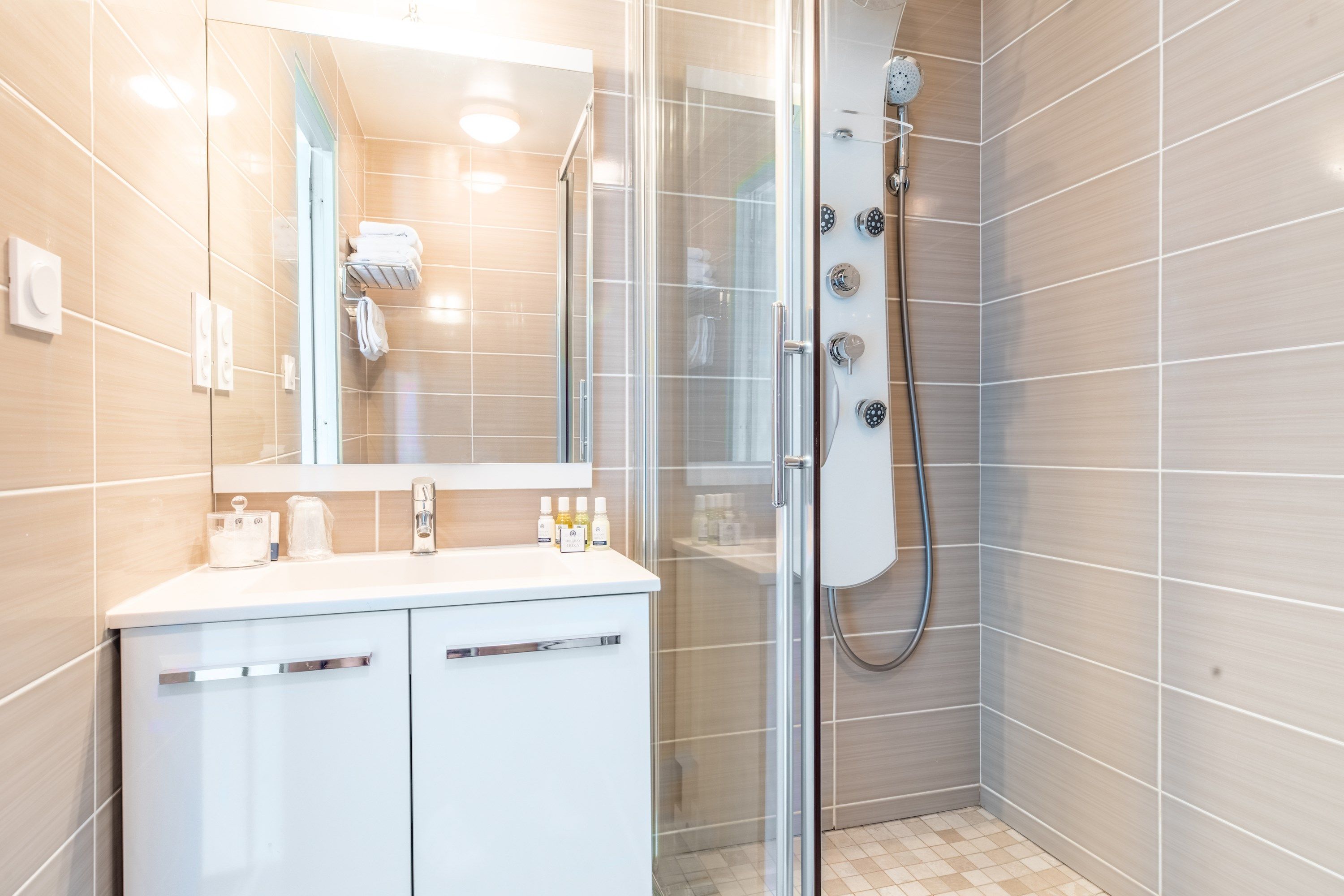 image Get ready for your day in the bathroom.