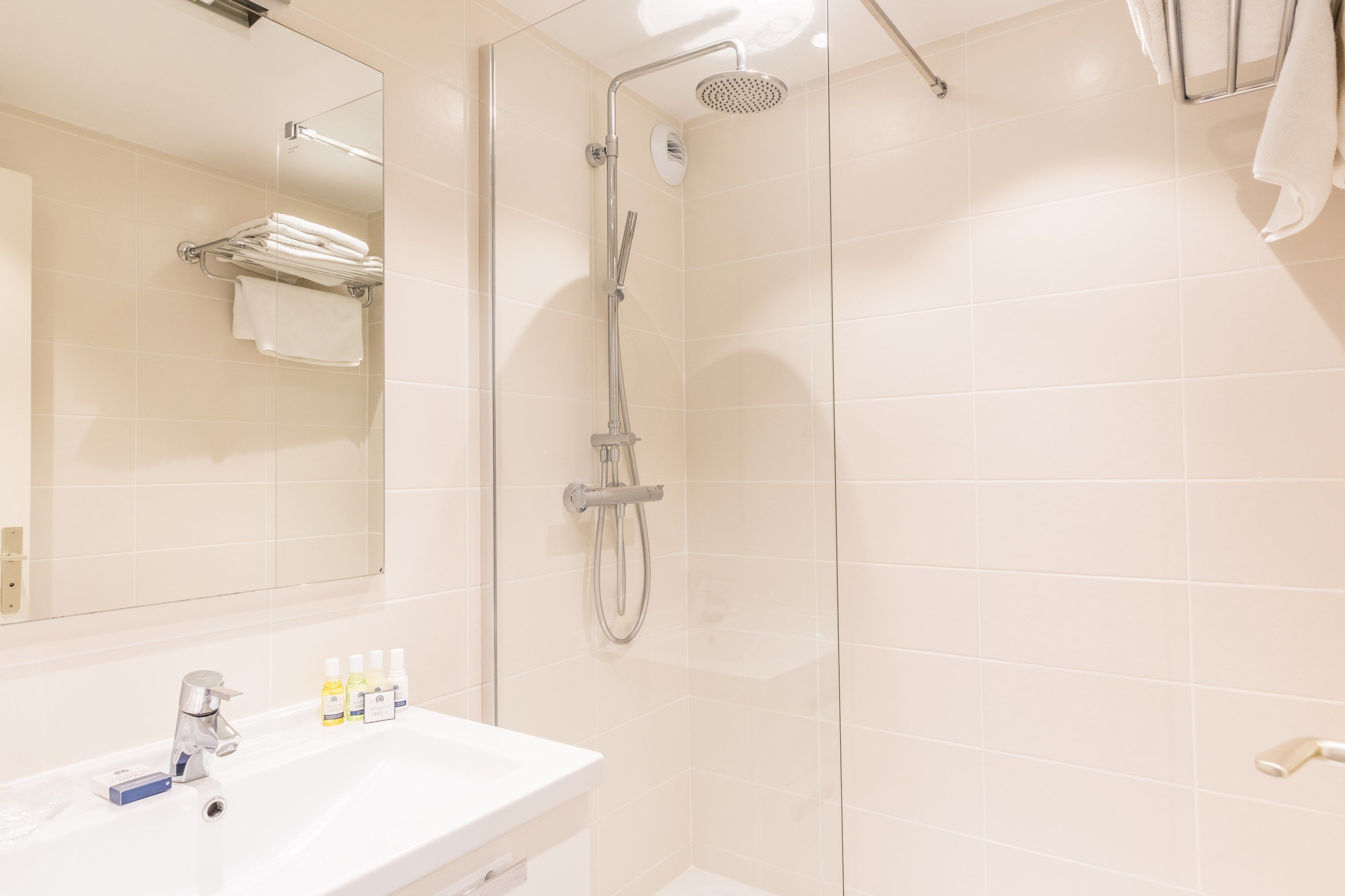 image Bright bathrooms are refreshing after a day of adventure.