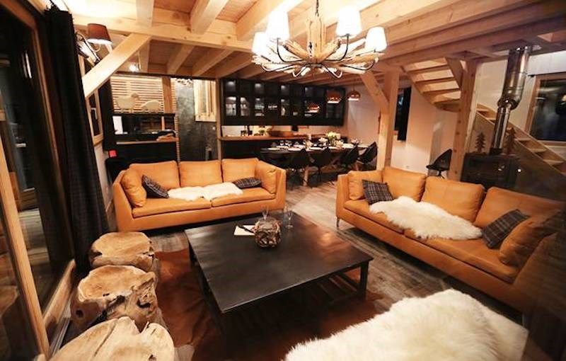 image Kick back your feet and relax in the rustic living area.