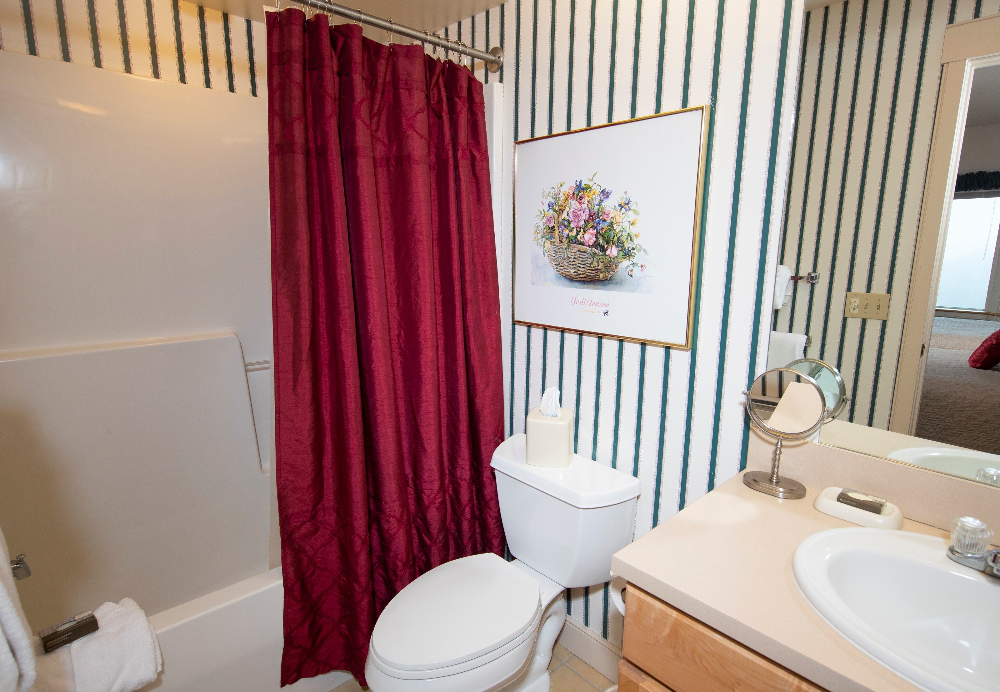 image Get ready for your day in the lovely bathroom.