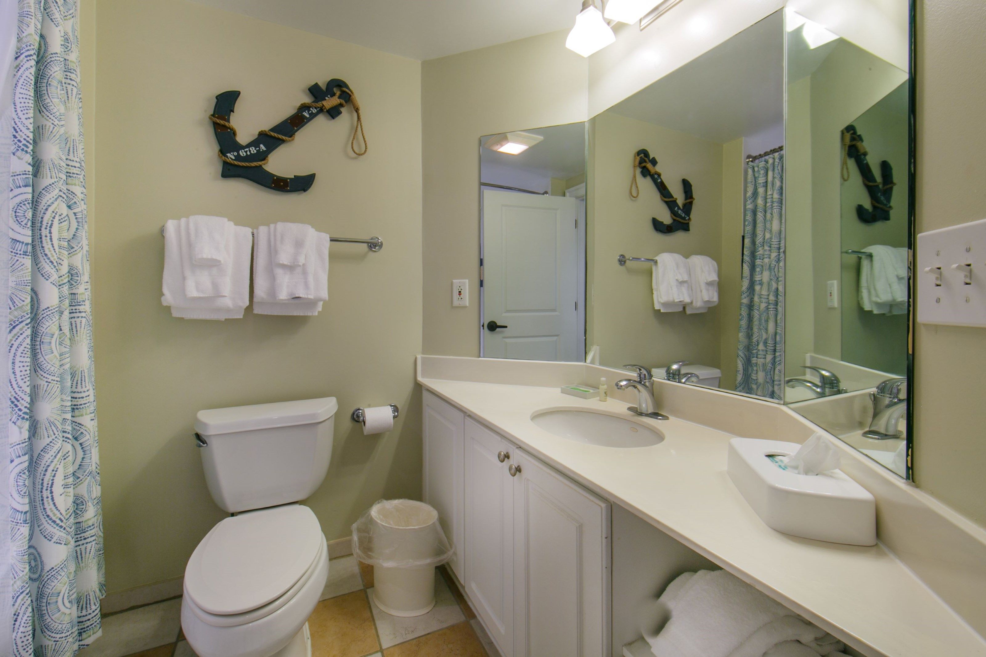 image Bright bathrooms are refreshing after a day of adventure.