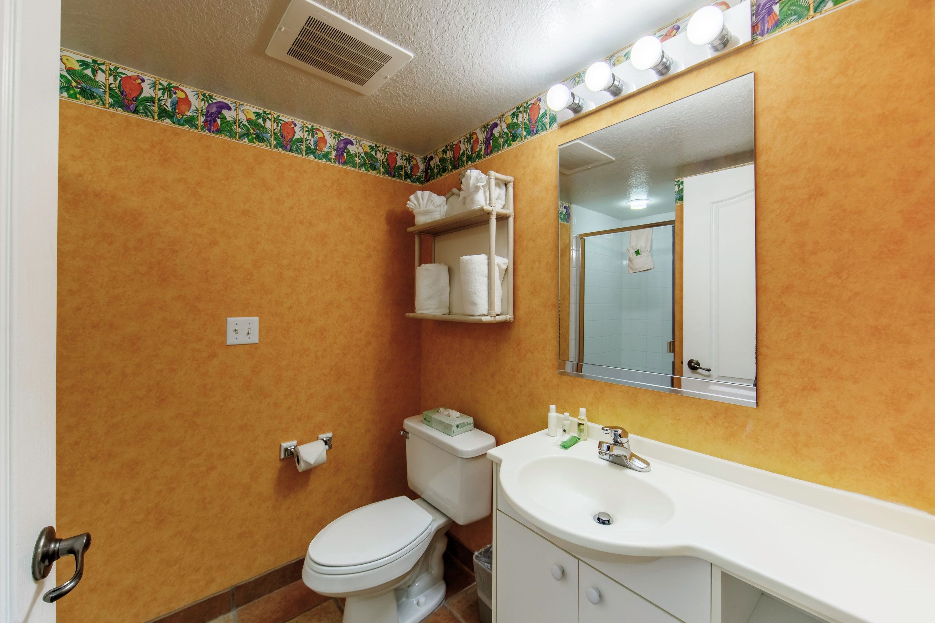 image Bright bathrooms are refreshing after a day of adventure.