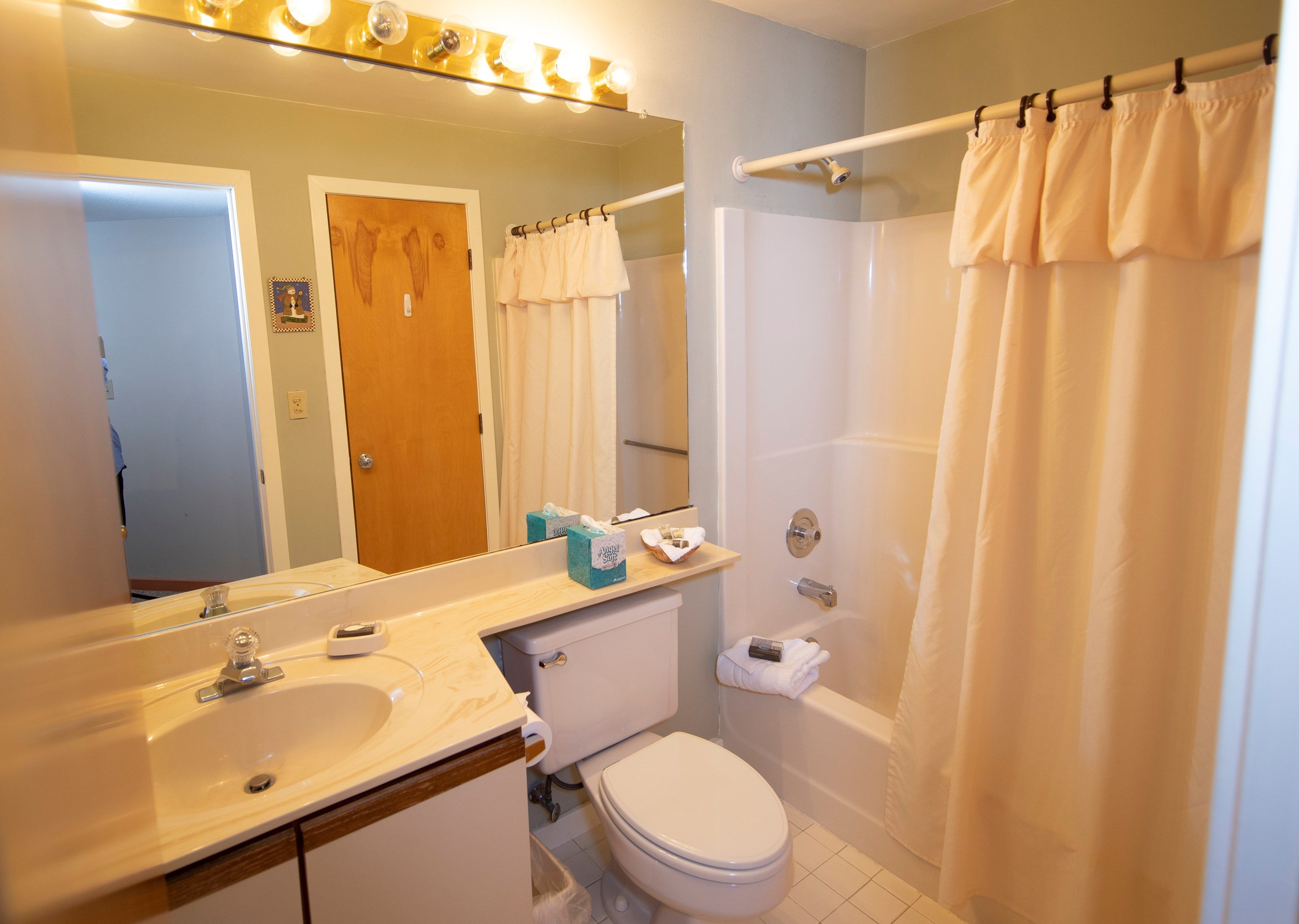 image Get ready for your day in the bathroom.