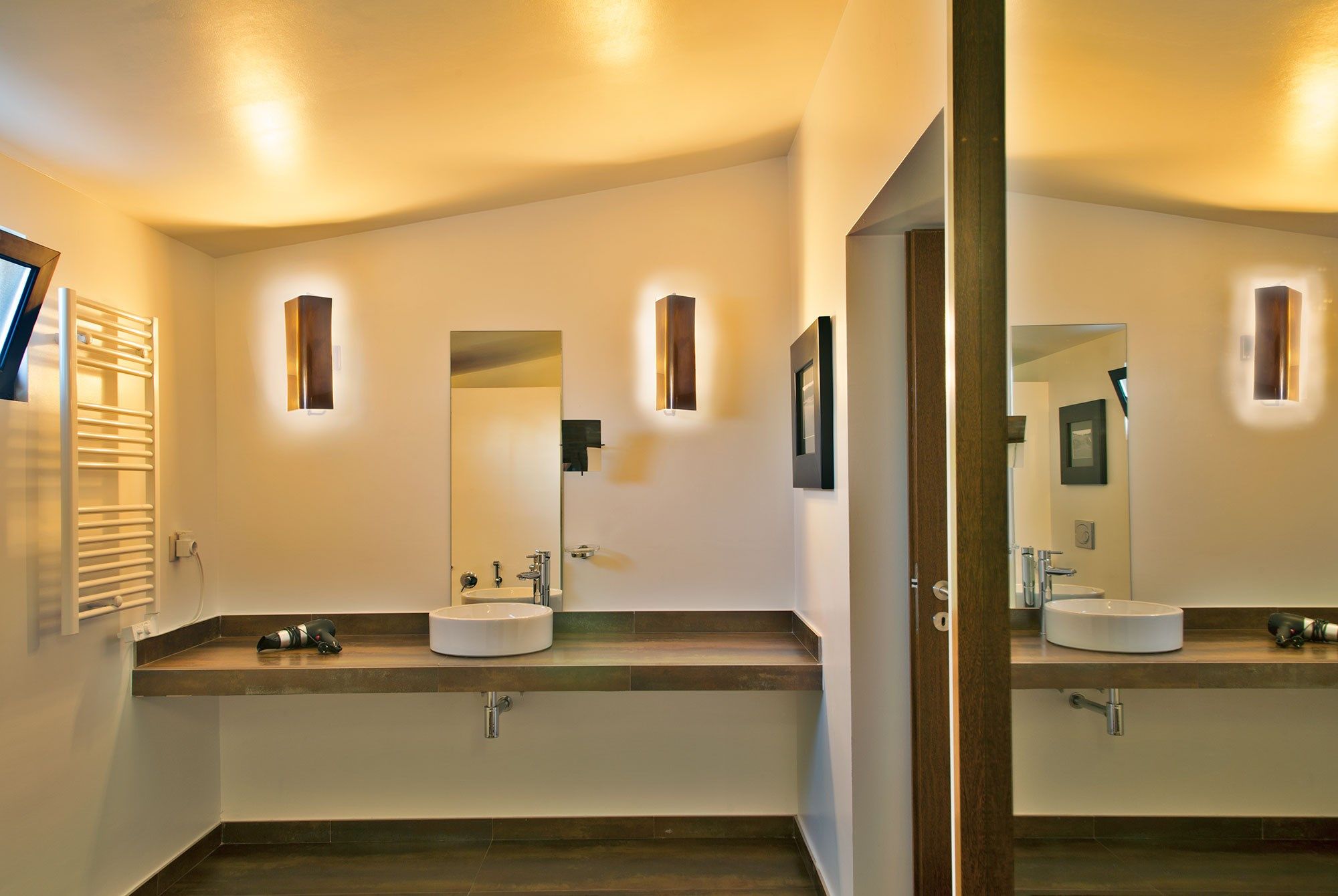 image Get ready for your day in the bathroom.