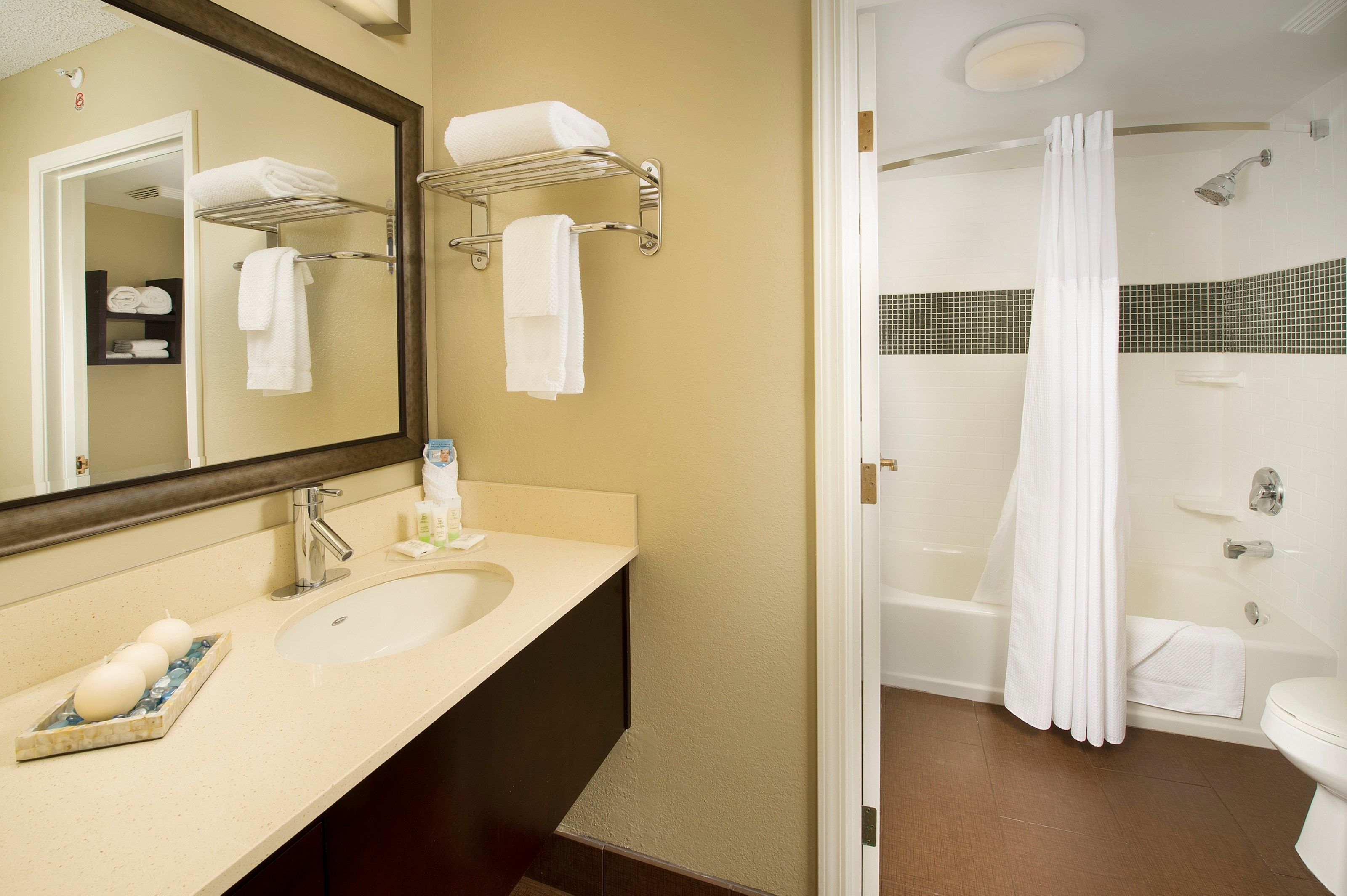 image Bright bathrooms are refreshing after a day of adventure.