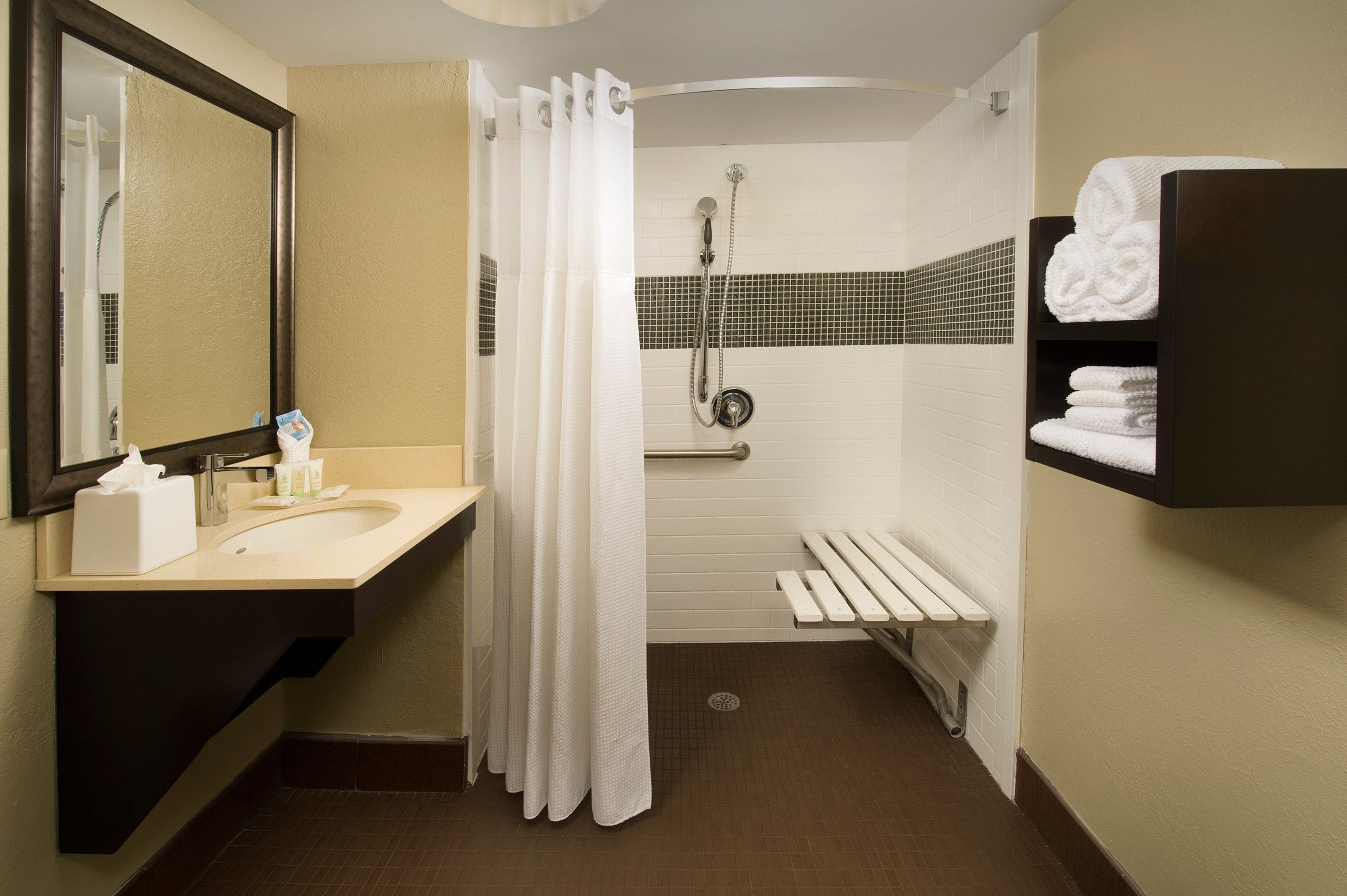image Bright bathrooms are refreshing after a day of adventure.